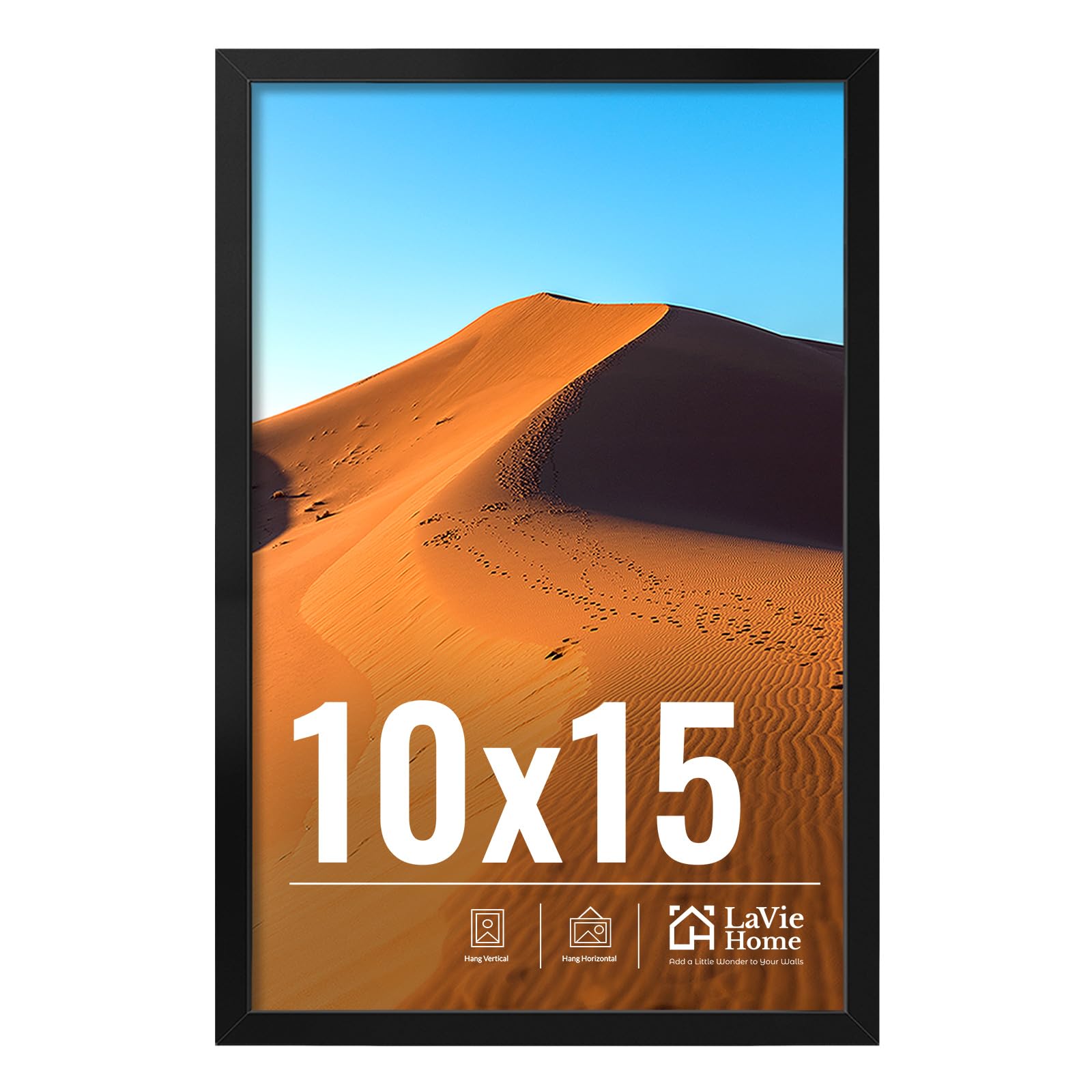 LaVie Home 11x14 Picture Frame for Wall Display, 11 x 14 Black Picture Frame with HD Plexiglas, 11 by 14 Poster Frame 1 Pack, Display Frame for Vertical or Horizontal, Classic Collection