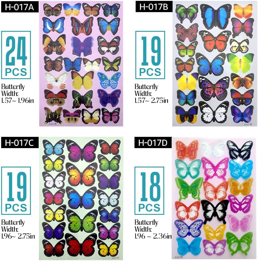 80pcs Butterfly Wall Decor - Plastic Butterflies Wings Foldable Removable Waterproof Reusable Mural Wall Stickers for Home Room Bedroom Party Wedding Christmas Decorations
