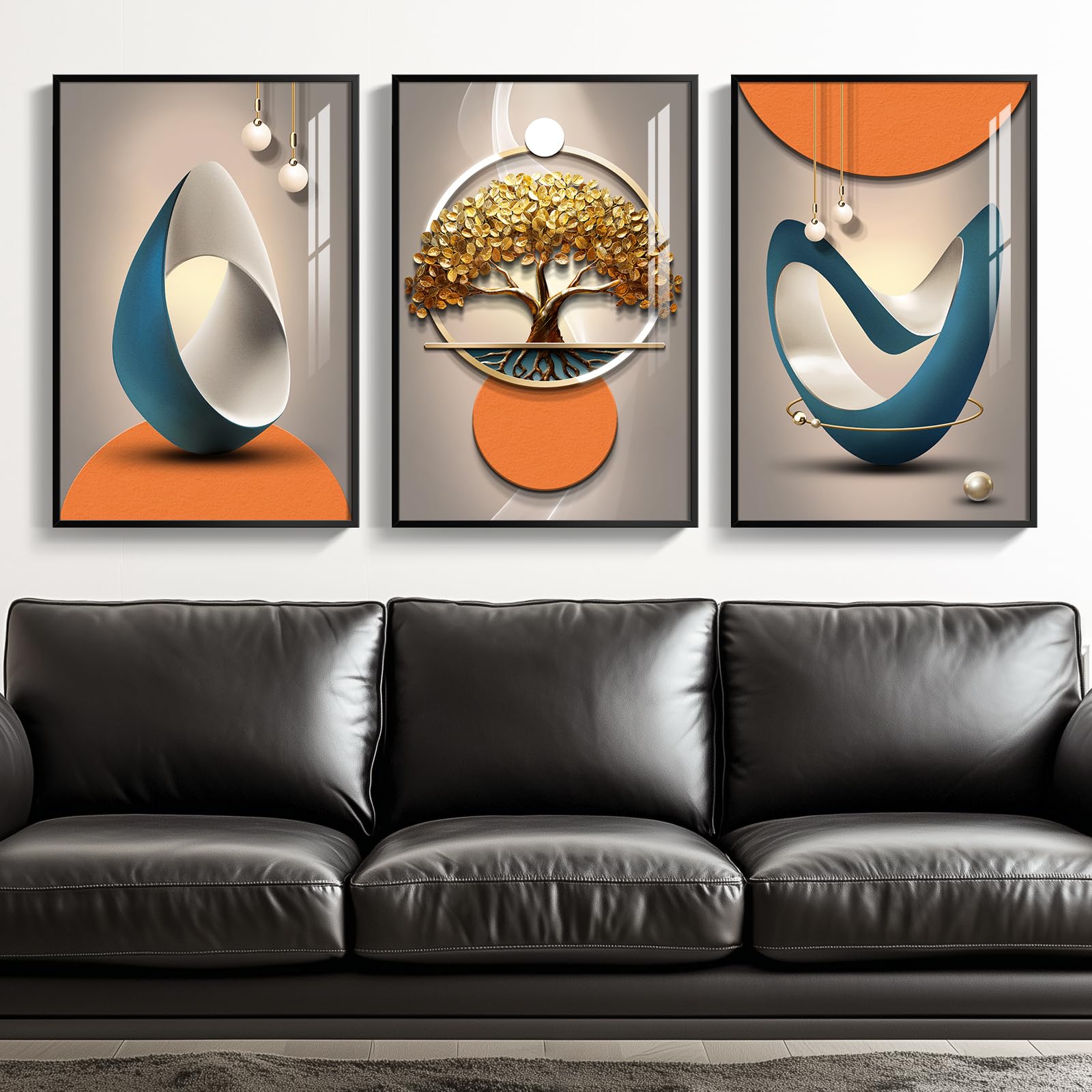 Large Framed Modern Abstract Wall Art for Living Room, Minimalist Bright Style Prints Wall Paintings Artwork for Walls, Silver Gray Contemporary Luxury Pictures for Hallway, Office Wall Decor 24x36 In