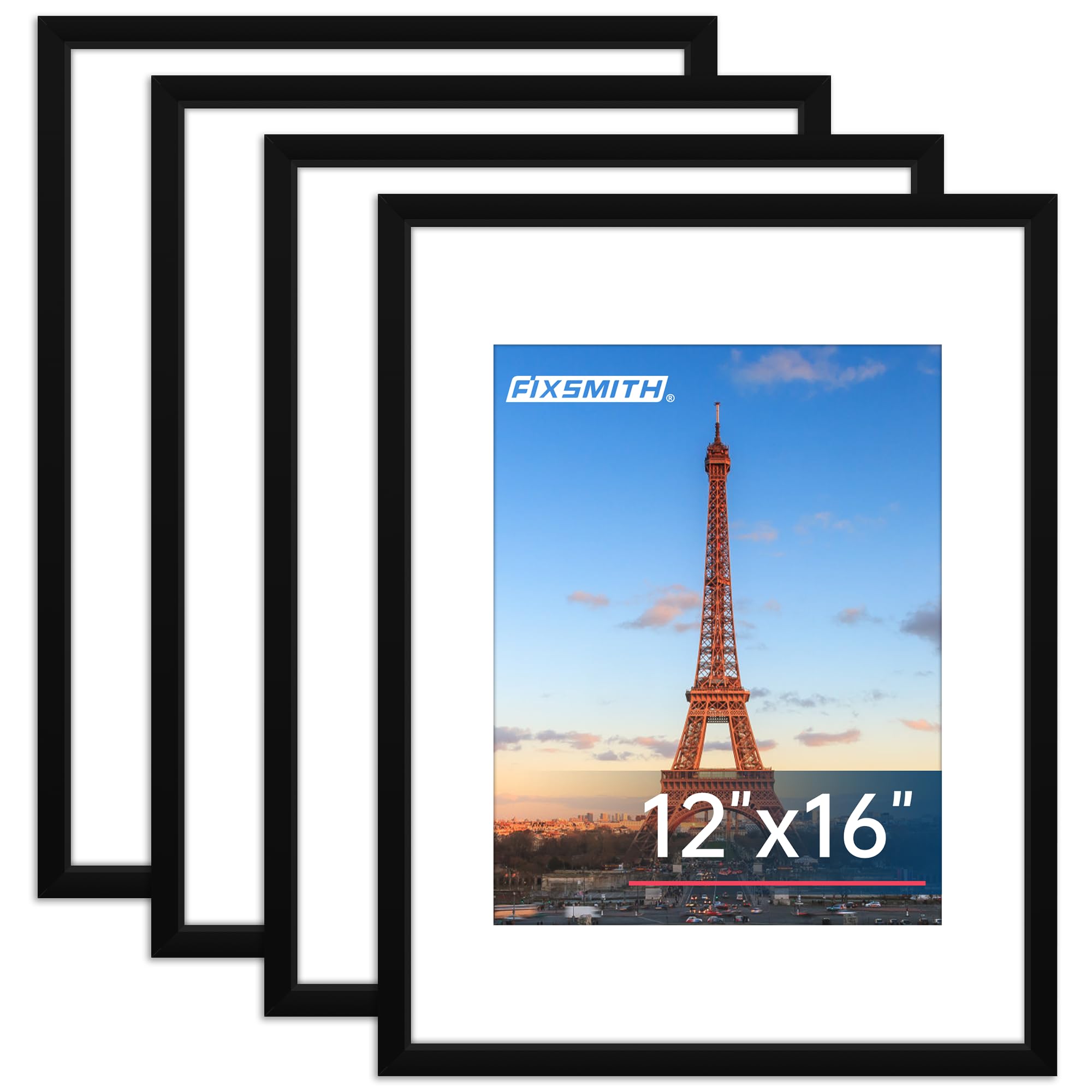 FIXSMITH 5x7 Picture Frame Set of 10, Photo Frame Bulk with HD Plexiglass, Display Pictures 4x6 with Mat or 5x7 Without Mat Multi Picture Frames Collage for Tabletop or Wall Display, Black
