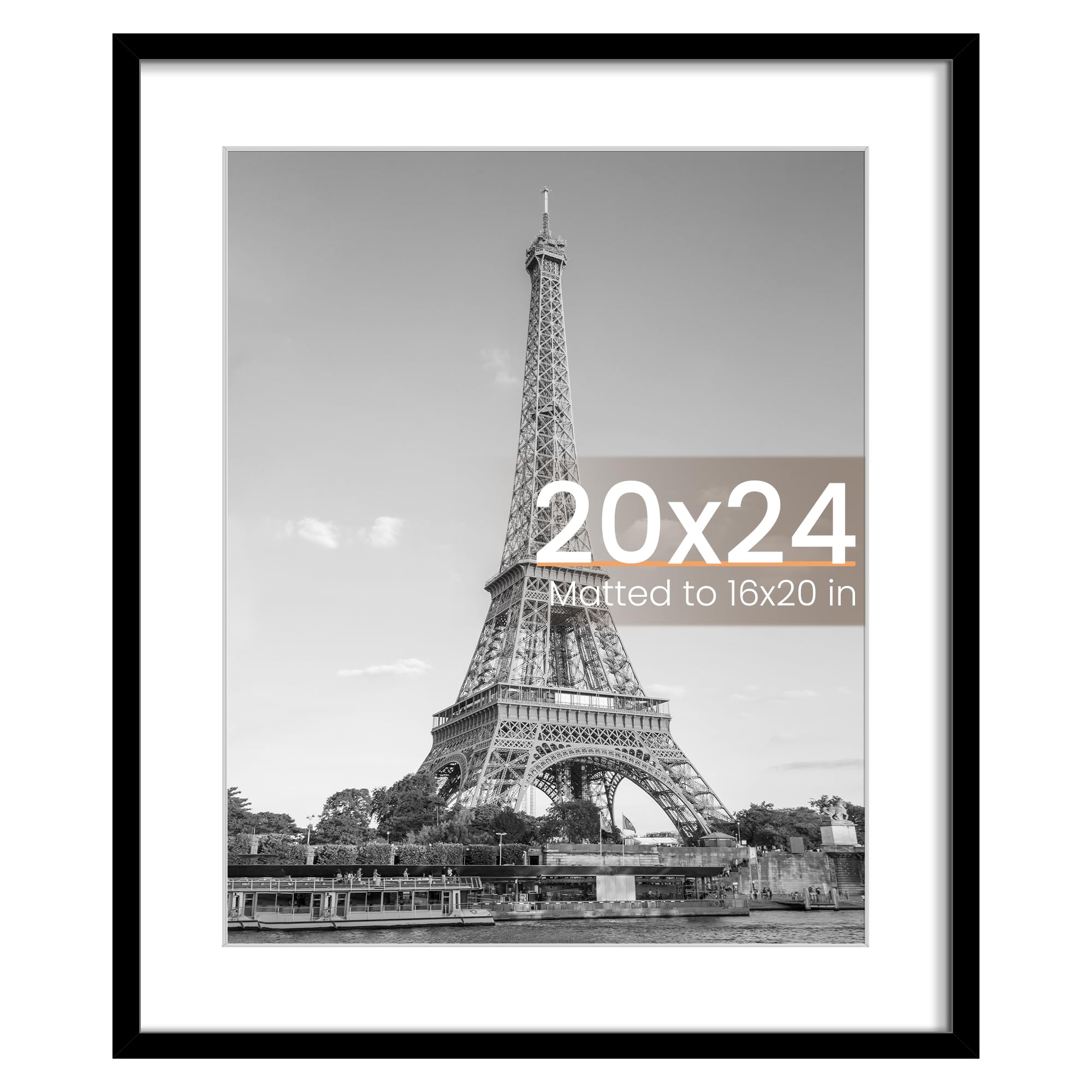upsimples 12x16 Picture Frame, Display Pictures 8.5x11 with Mat or 12x16 Without Mat, Wall Hanging Photo Frame, Black, 1 Pack