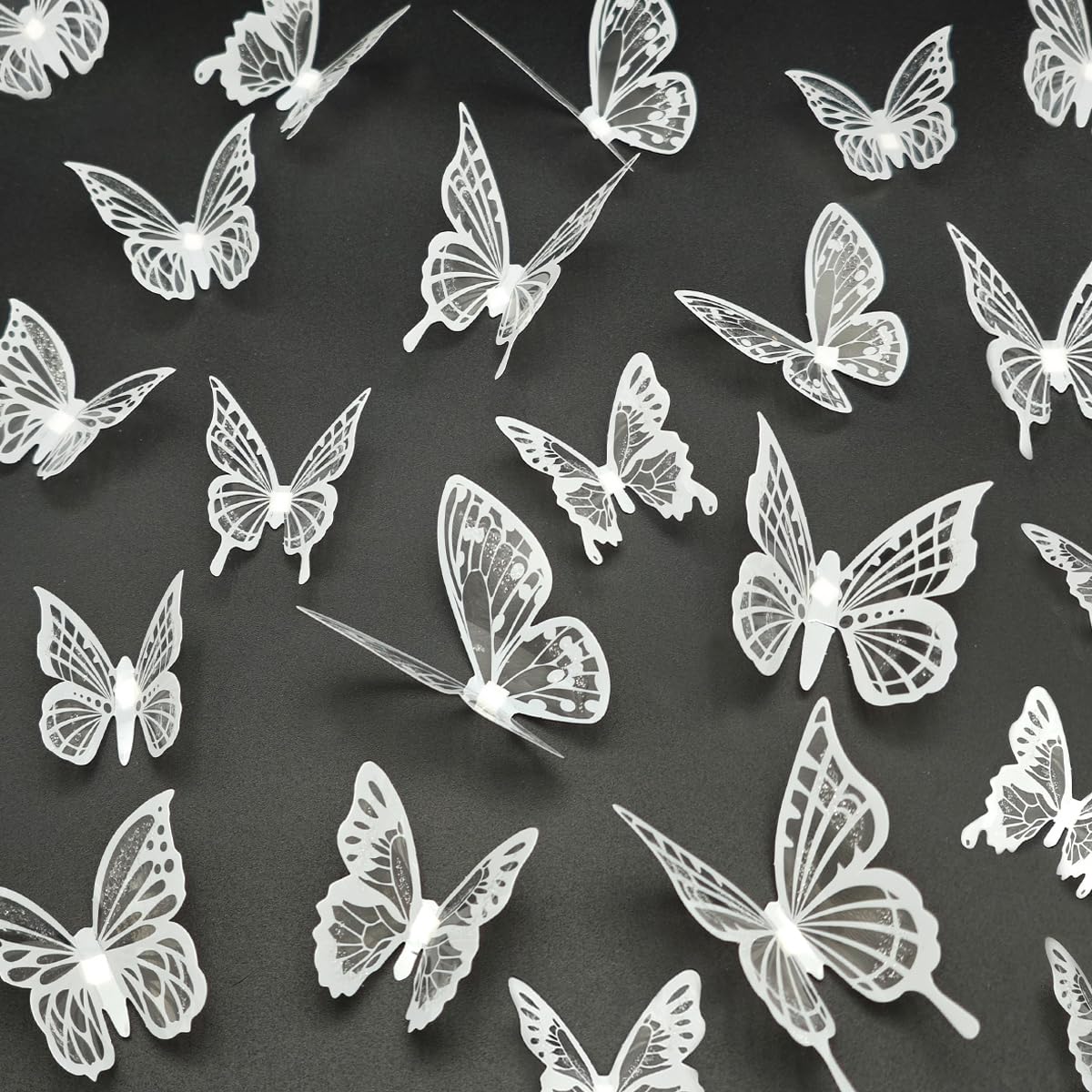 80pcs Butterfly Wall Decor - Plastic Butterflies Wings Foldable Removable Waterproof Reusable Mural Wall Stickers for Home Room Bedroom Party Wedding Christmas Decorations