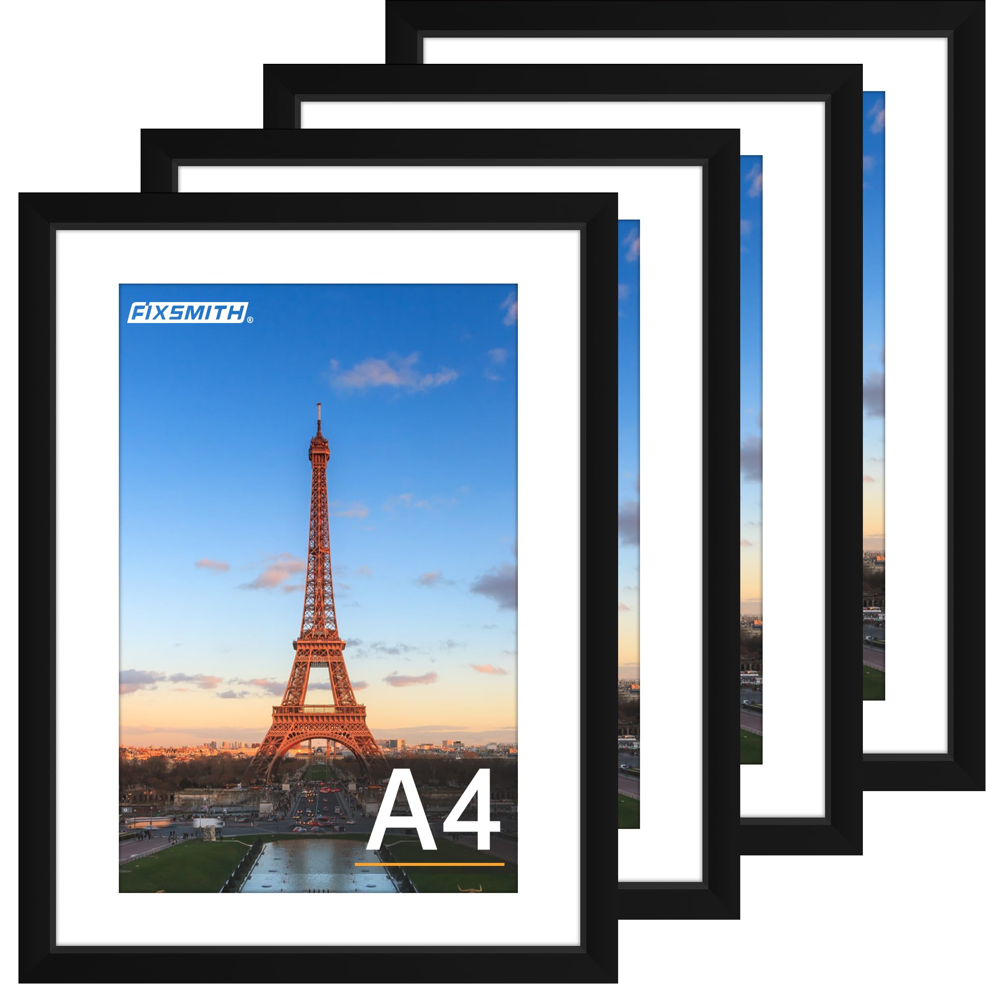 FIXSMITH 5x7 Picture Frame Set of 10, Photo Frame Bulk with HD Plexiglass, Display Pictures 4x6 with Mat or 5x7 Without Mat Multi Picture Frames Collage for Tabletop or Wall Display, Black