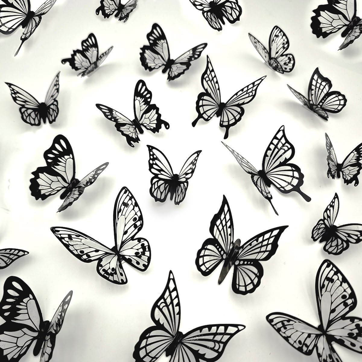 80pcs Butterfly Wall Decor - Plastic Butterflies Wings Foldable Removable Waterproof Reusable Mural Wall Stickers for Home Room Bedroom Party Wedding Christmas Decorations