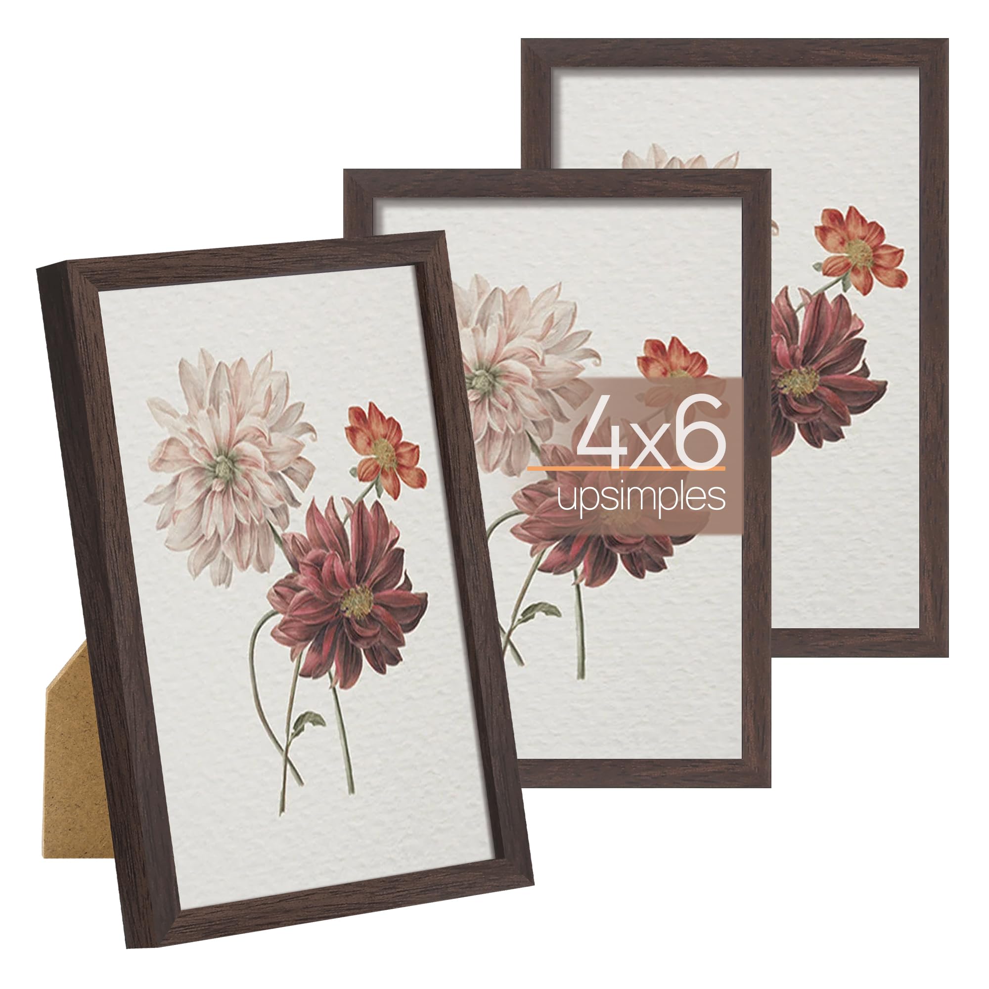 upsimples 5x7 Picture Frame Set of 3, Made of High Definition Glass for 5 x 7 Black Frames, Wall and Tabletop Display Thin Border Photo Frame for Home Décor