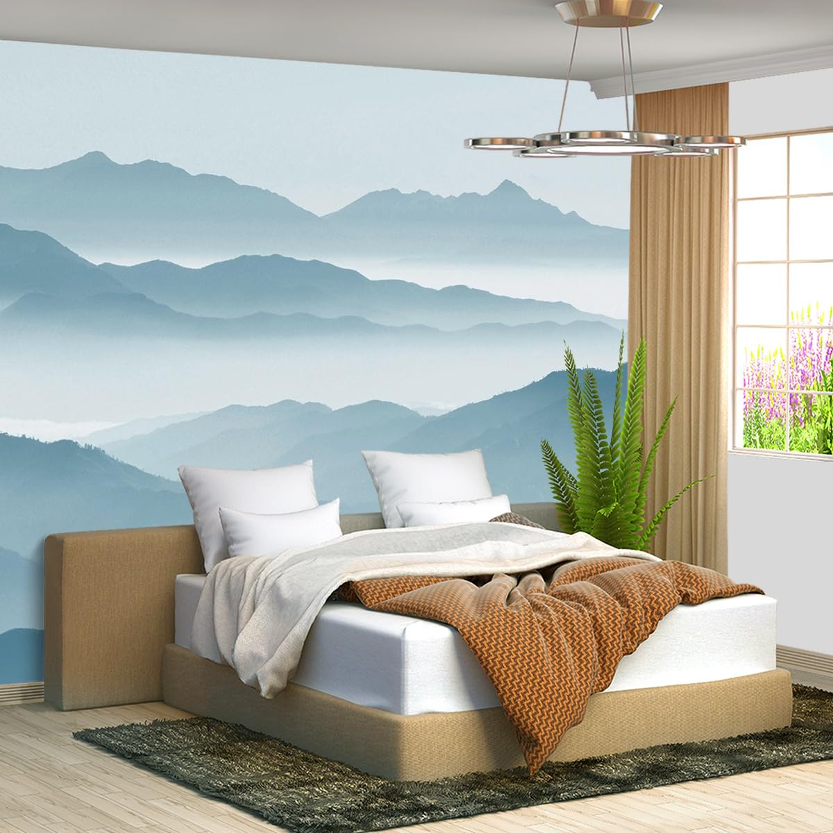 Brooklyn Bridge City View Mural Living Room couches Extra Large wall murals new york Cities Wallpaper Bedroom California Picture Landscape - 108"x75"（It's not Peel and Stick.）
