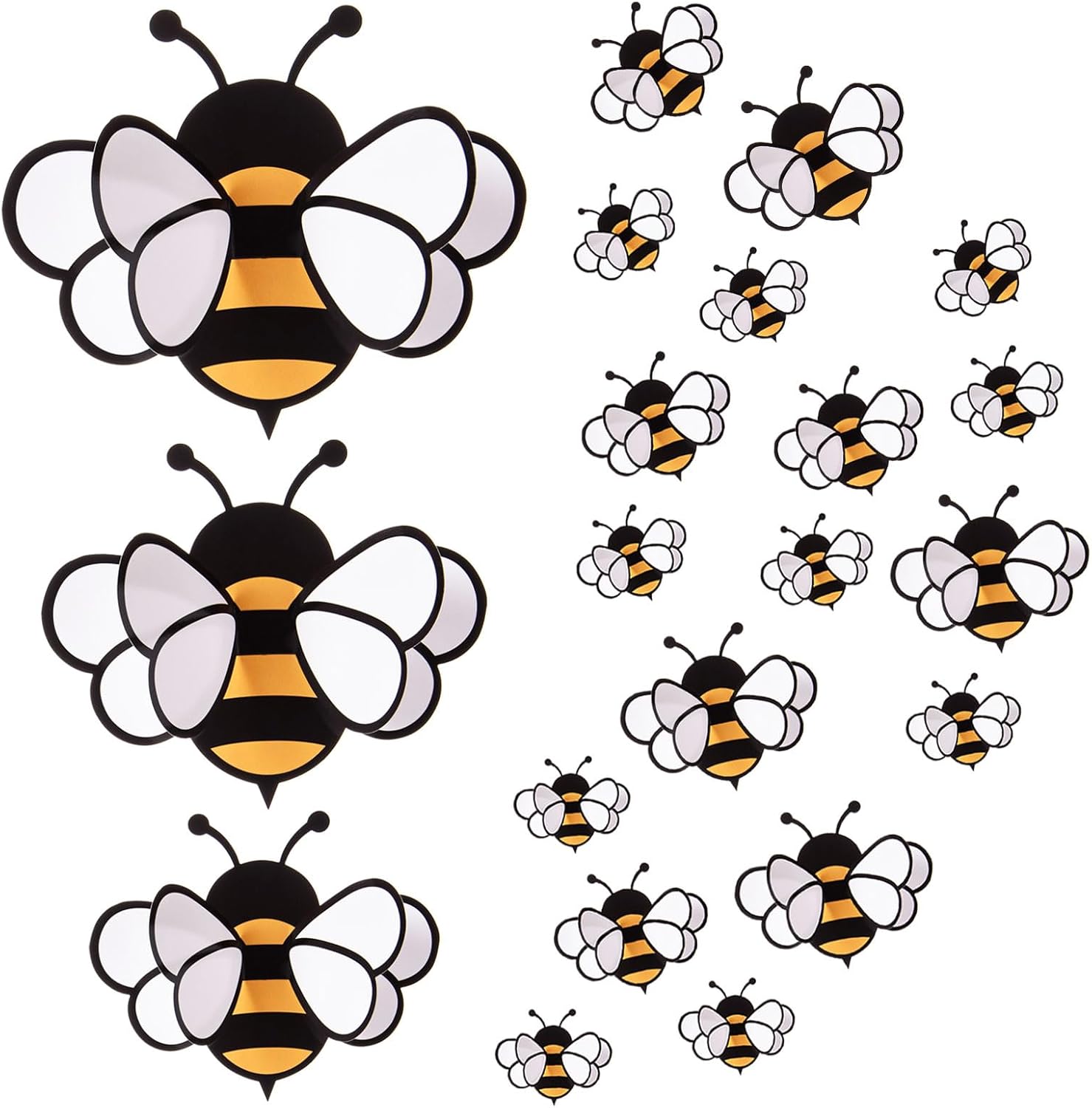 FOBSME 60 Pcs 3D Bee Stickers 3 Sizes Tiny Ornaments for Honey Bee Party Wall Decal Decorations Yellow Honey Bees Clings for Home Classroom Office Fridge Window Decor Spring Summer Party Supplies