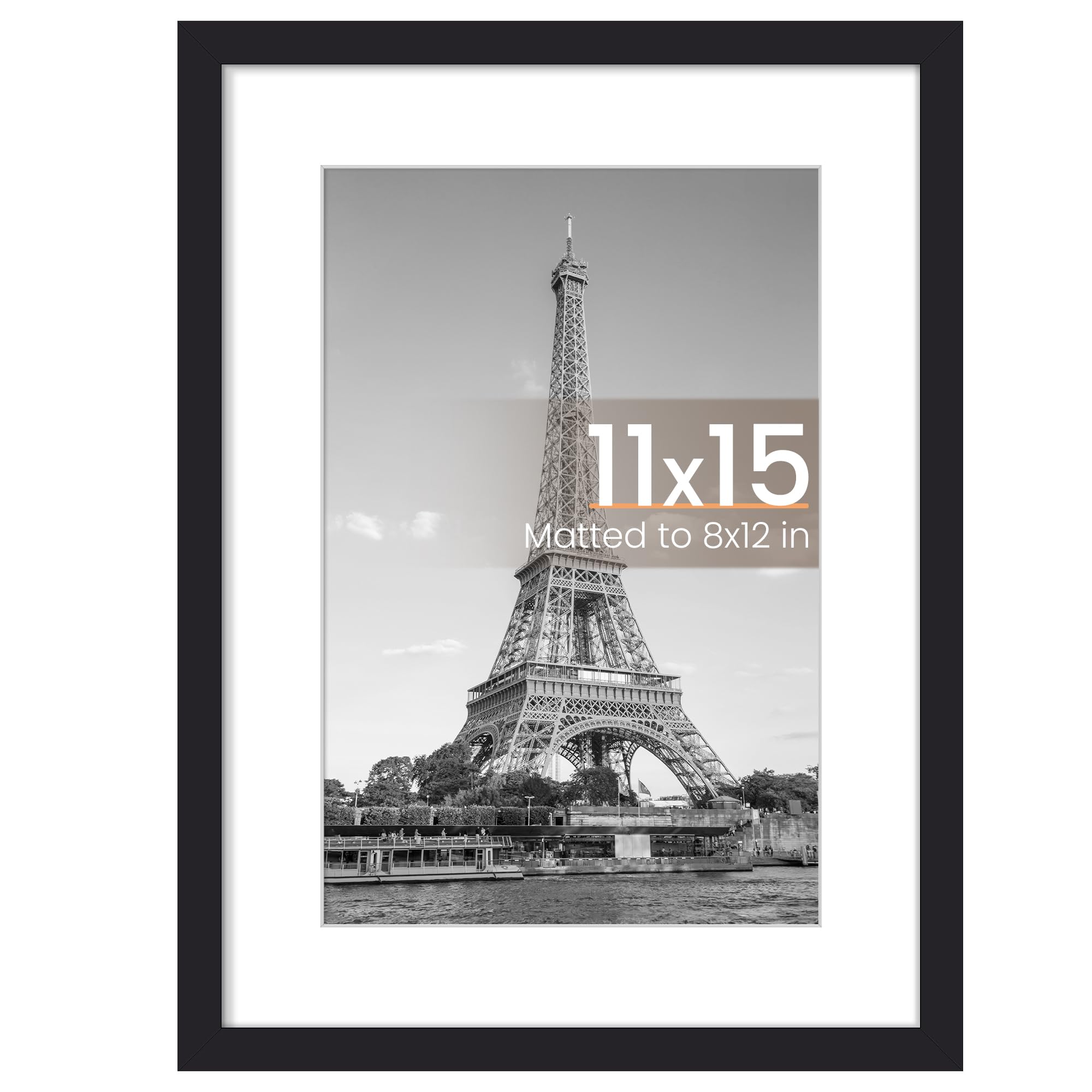 upsimples 11x17 Picture Frame, Display Pictures 9x15 with Mat or 11 x 17 Without, Wall Hanging Poster Frames, Black, 1 Pack