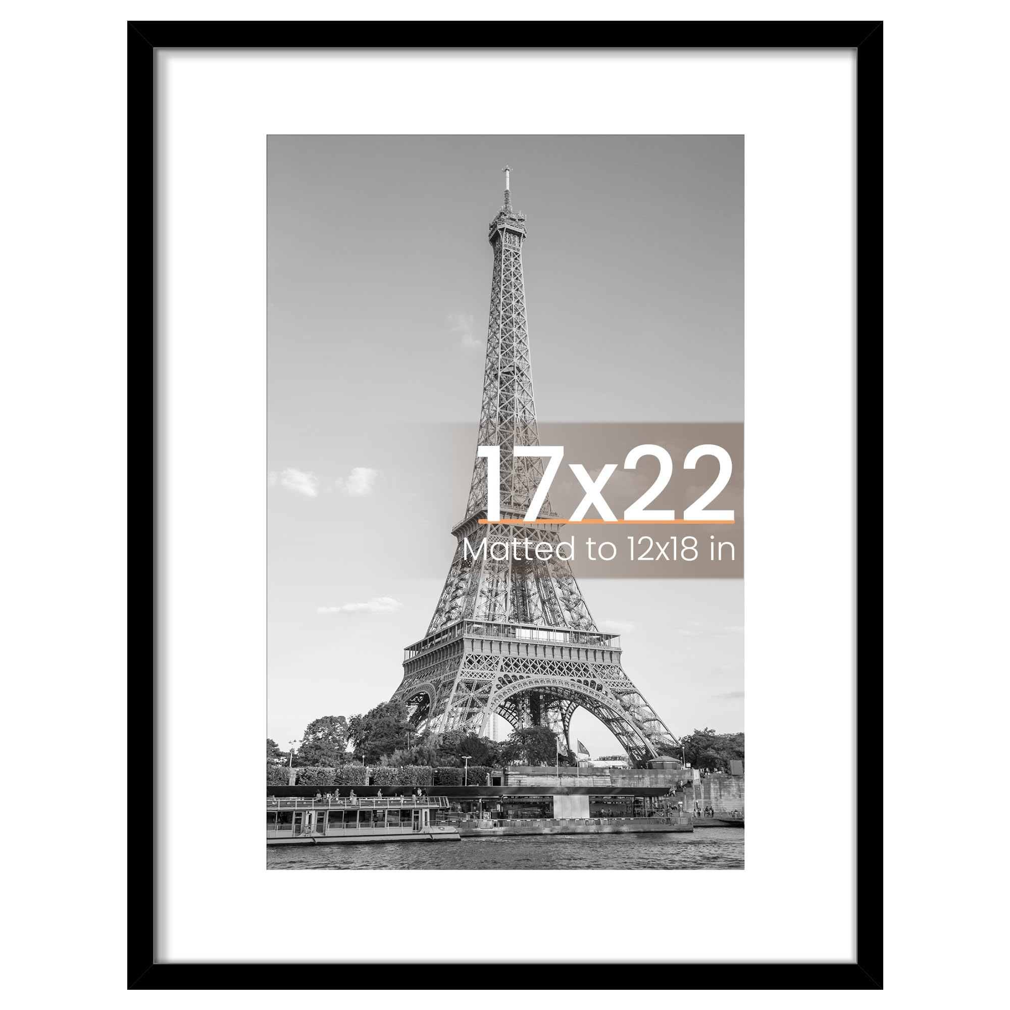 upsimples 12x16 Picture Frame, Display Pictures 8.5x11 with Mat or 12x16 Without Mat, Wall Hanging Photo Frame, Black, 1 Pack