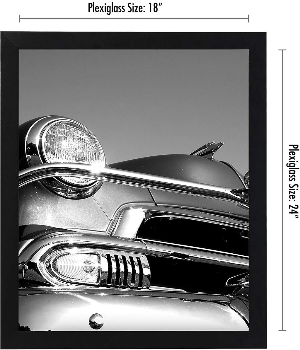 Americanflat 18x24 Poster Frame with Polished Plexiglass - Black Picture Frame - Wide Photo Frames Made of Engineered Wood for Vertical or Horizontal Wall Display - Epic Collection - Black