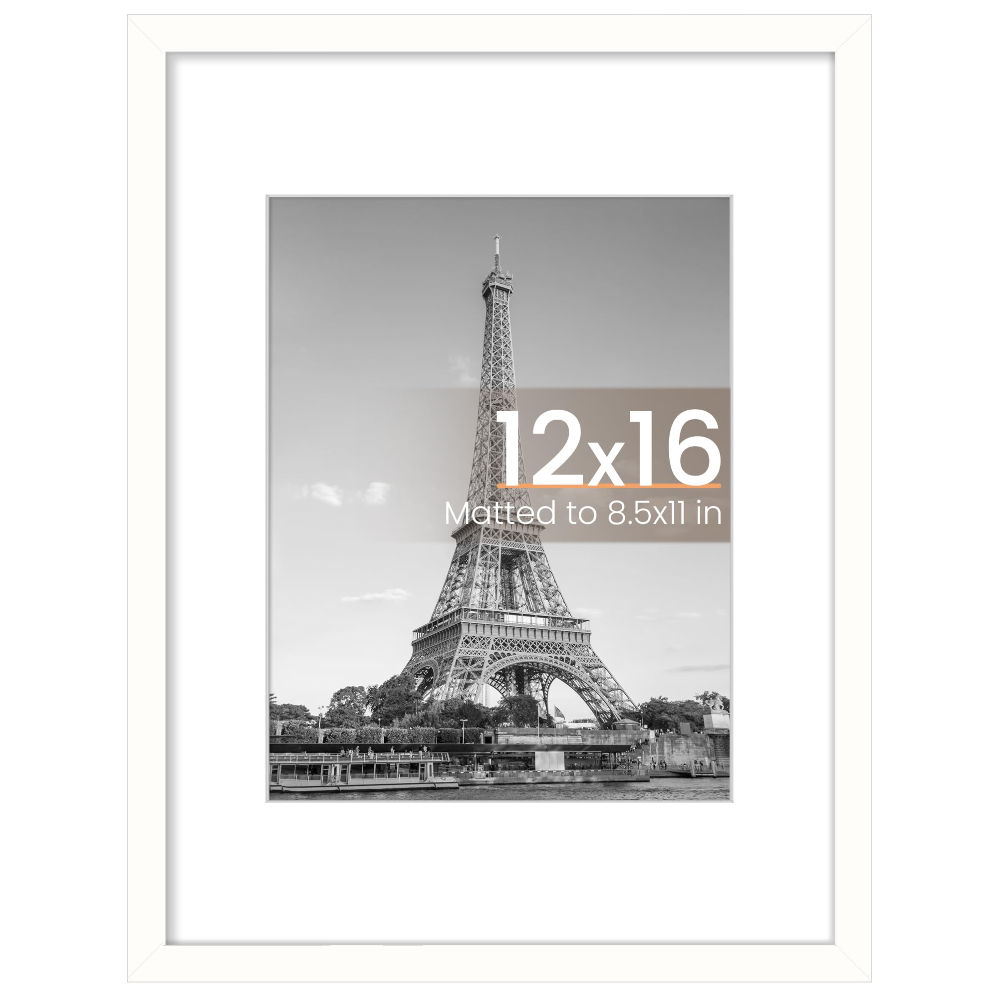 upsimples 12x16 Picture Frame, Display Pictures 8.5x11 with Mat or 12x16 Without Mat, Wall Hanging Photo Frame, Black, 1 Pack