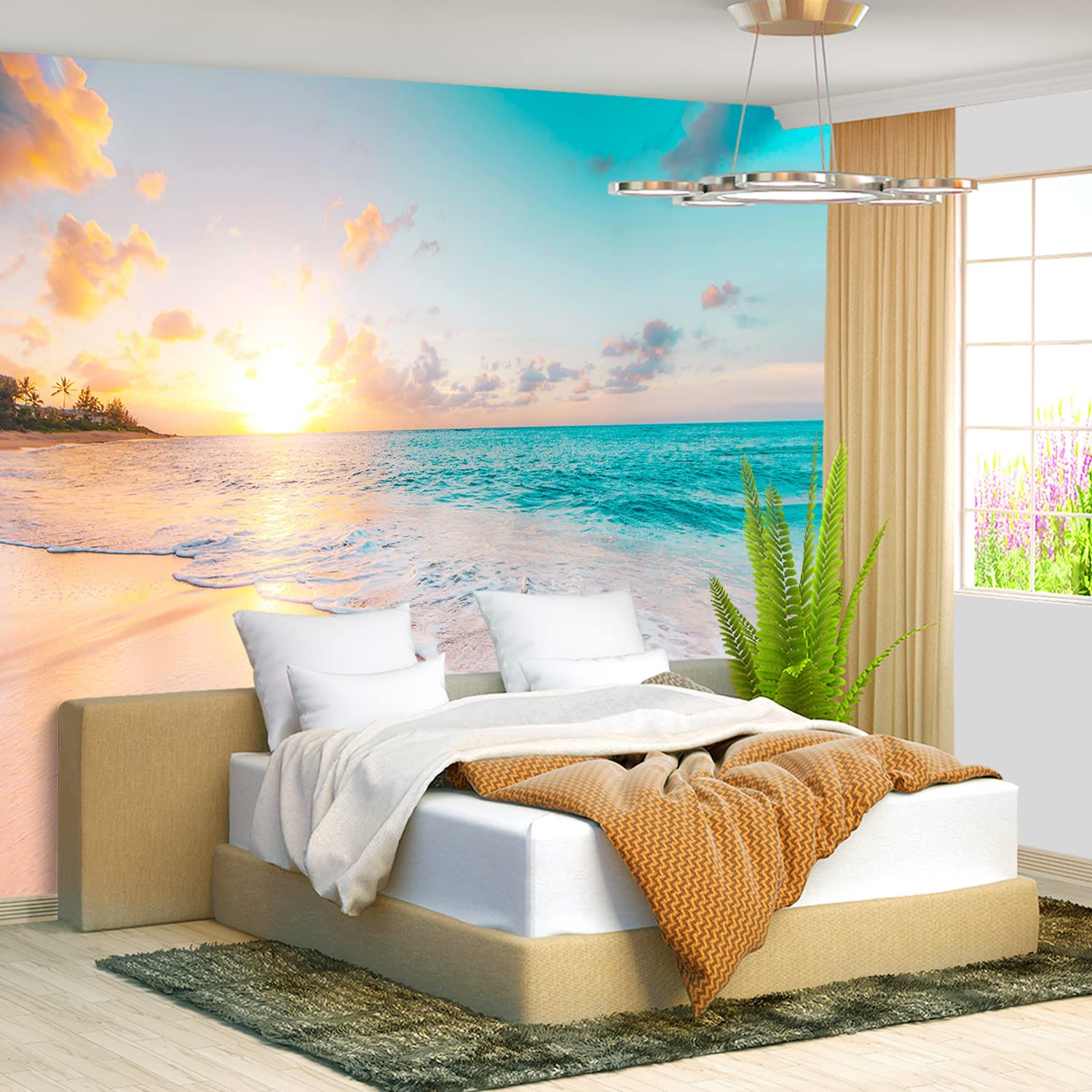 Brooklyn Bridge City View Mural Living Room couches Extra Large wall murals new york Cities Wallpaper Bedroom California Picture Landscape - 108"x75"（It's not Peel and Stick.）
