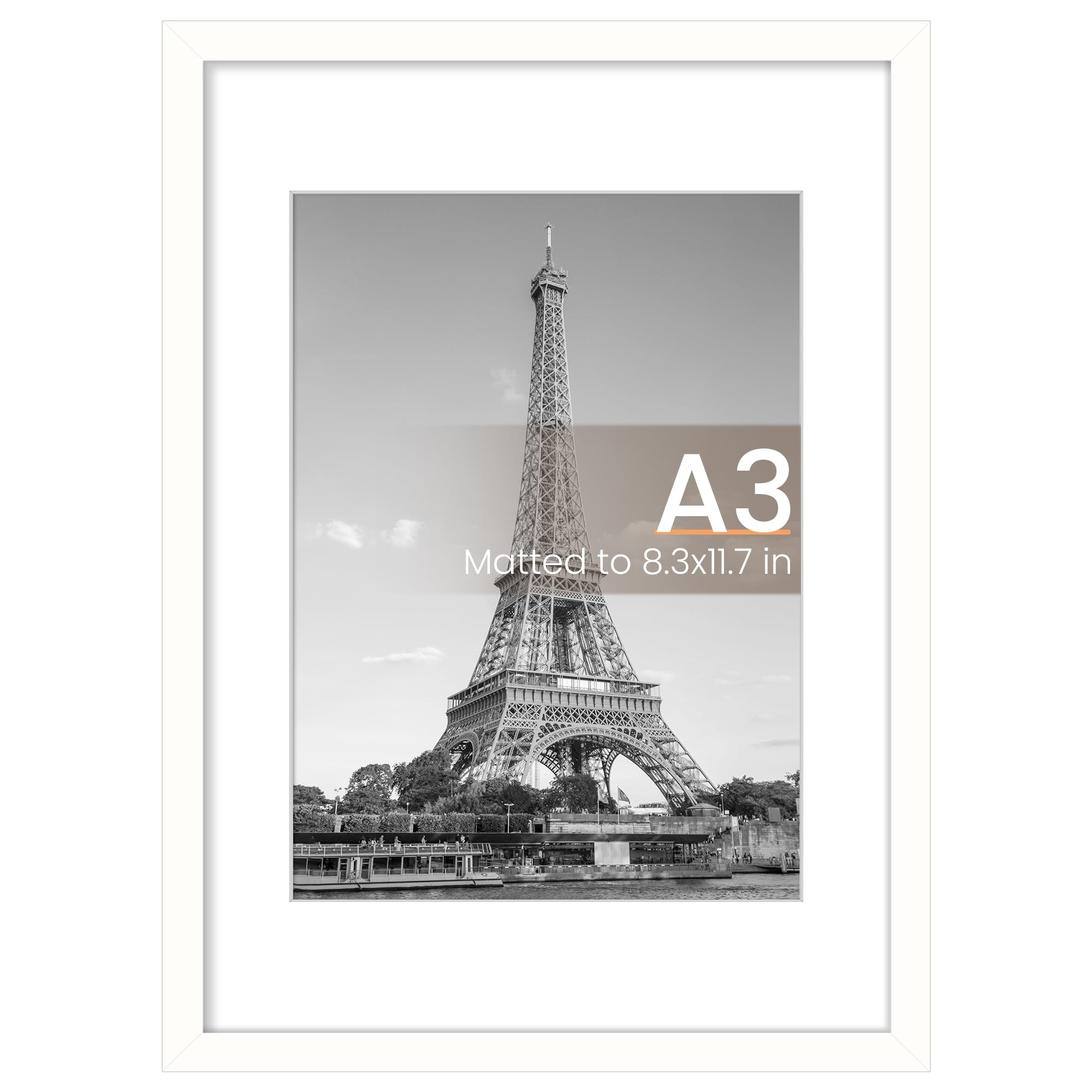 upsimples 12x16 Picture Frame, Display Pictures 8.5x11 with Mat or 12x16 Without Mat, Wall Hanging Photo Frame, Black, 1 Pack