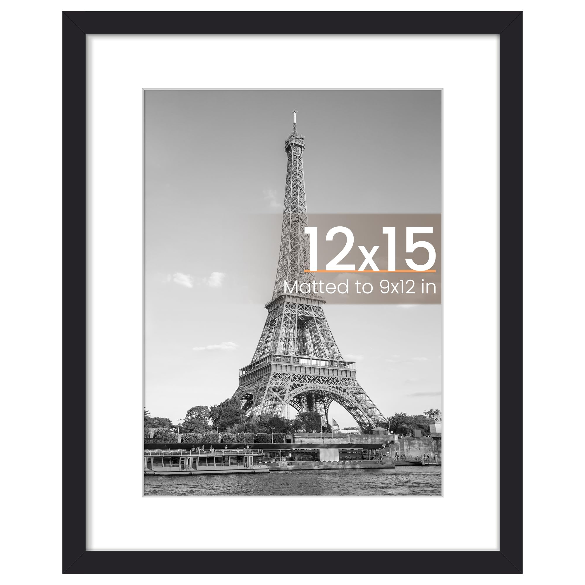 upsimples 8x10 Picture Frame, Display Pictures 5x7 with Mat or 8x10 Without Mat, Wall Hanging Photo Frame, Black, 1 Pack