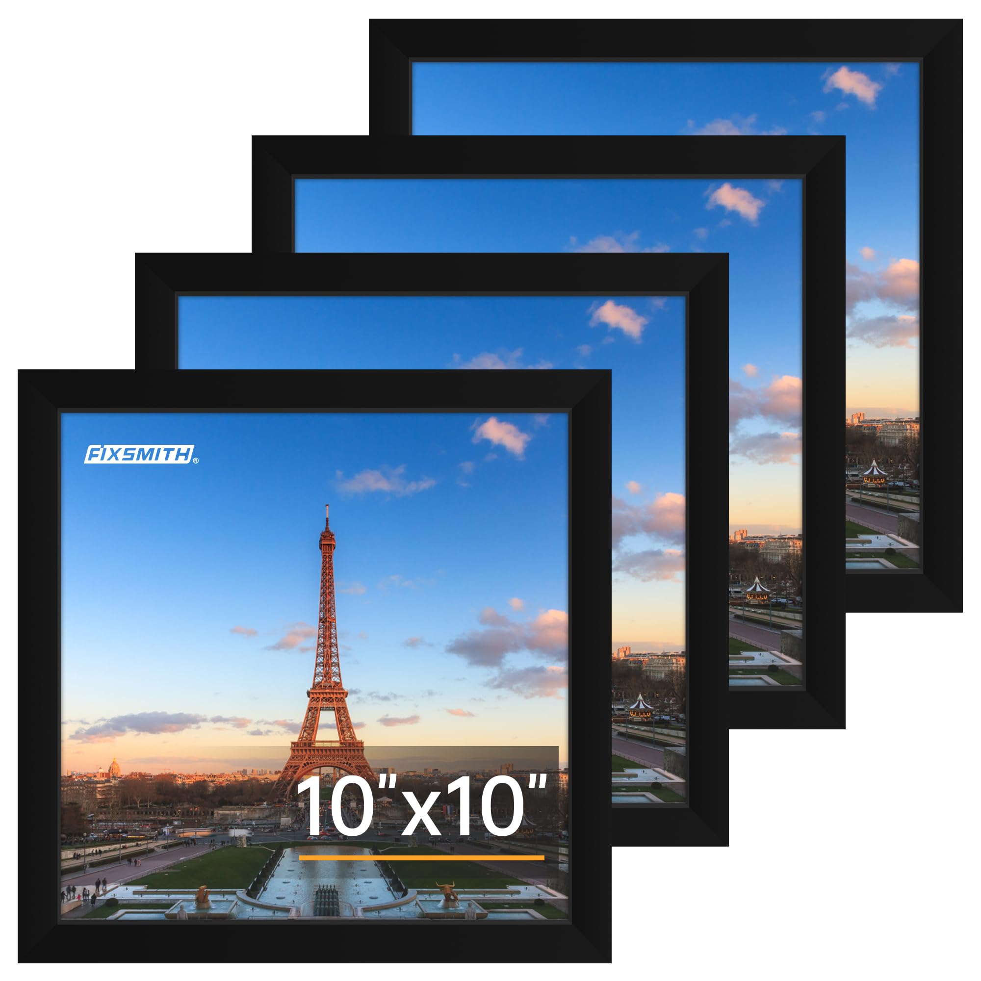 FIXSMITH 5x7 Picture Frame Set of 10, Photo Frame Bulk with HD Plexiglass, Display Pictures 4x6 with Mat or 5x7 Without Mat Multi Picture Frames Collage for Tabletop or Wall Display, Black