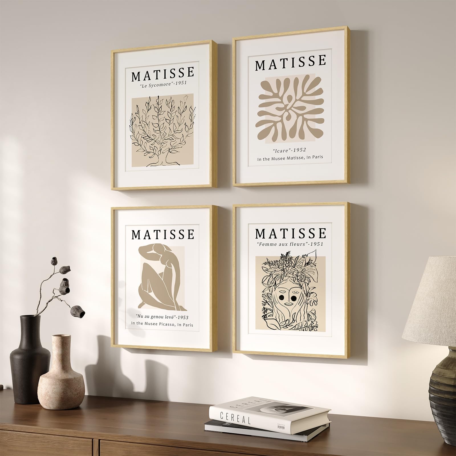 Framed Large William Morris Canvas Wall Art Set of 3, Vintage Nature Floral Artwork Prints, Boho Neutral Botanical Wall Decor for Living Room, Bedroom, Hallway and Office, Total Size 30x60