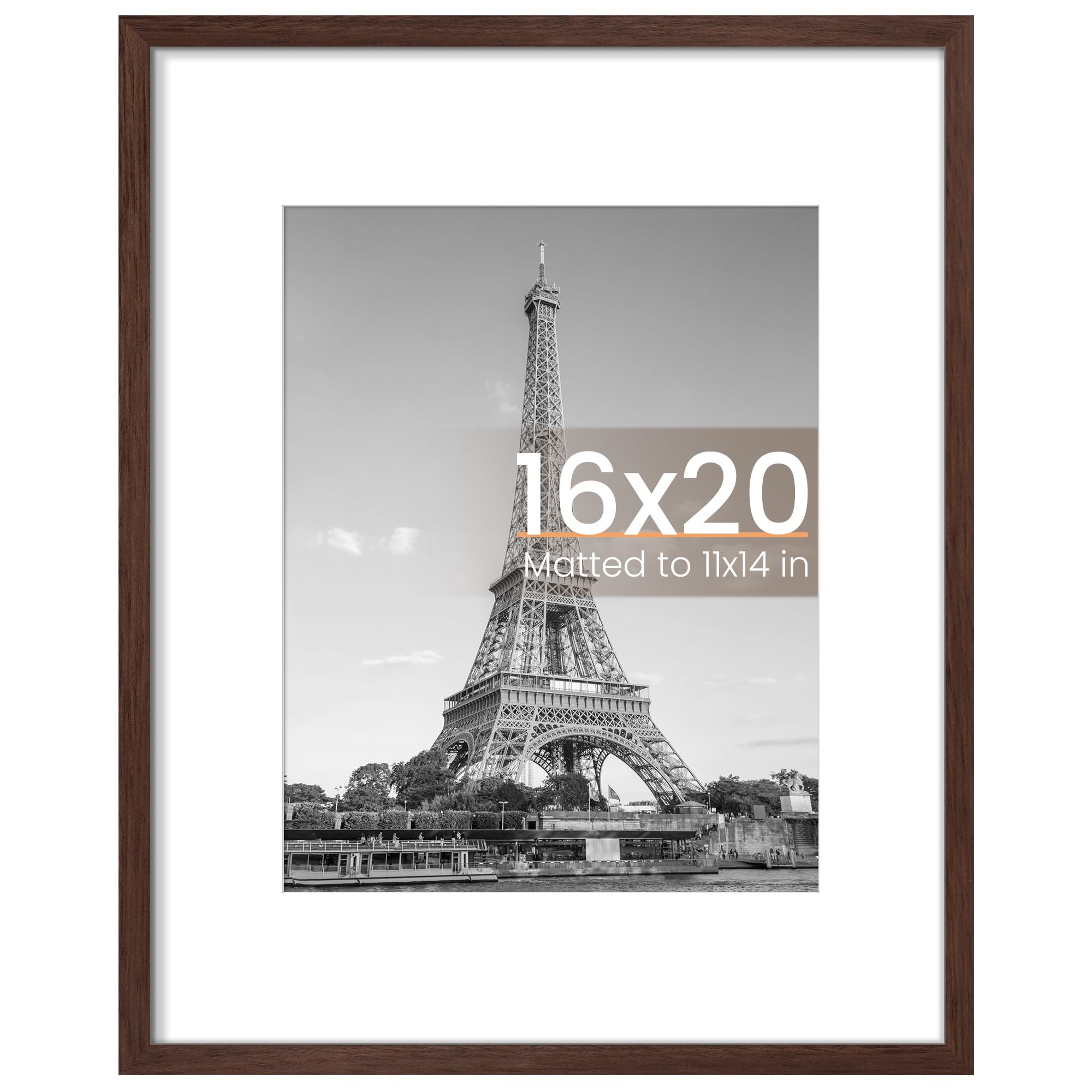upsimples 12x16 Picture Frame, Display Pictures 8.5x11 with Mat or 12x16 Without Mat, Wall Hanging Photo Frame, Black, 1 Pack