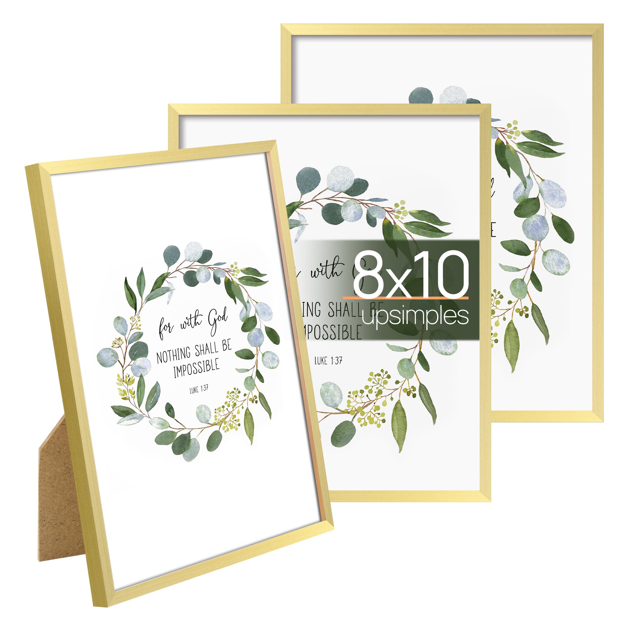 upsimples 5x7 Picture Frame Set of 3, Made of High Definition Glass for 5 x 7 Black Frames, Wall and Tabletop Display Thin Border Photo Frame for Home Décor