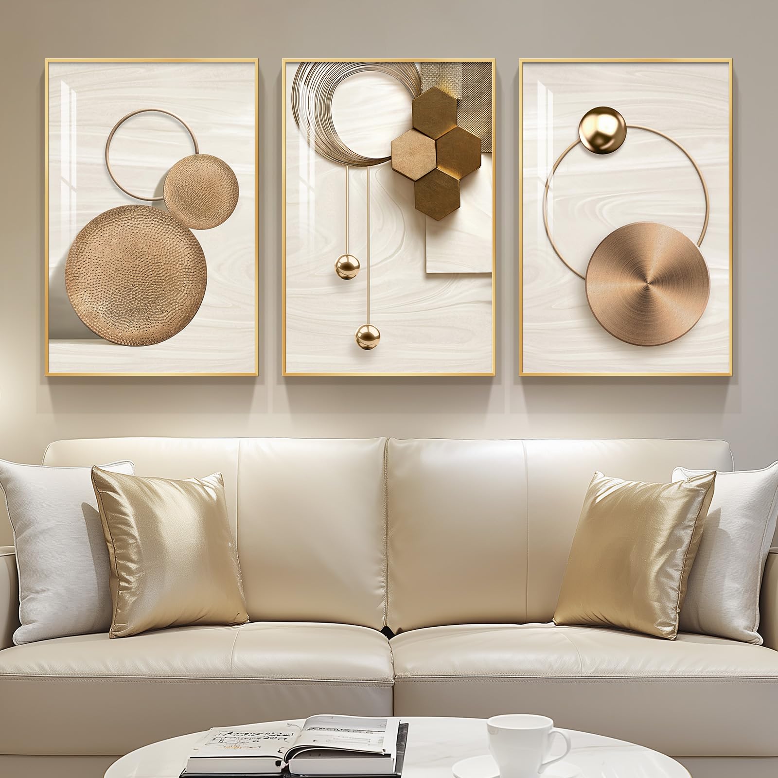 Large Framed Modern Abstract Wall Art for Living Room, Minimalist Bright Style Prints Wall Paintings Artwork for Walls, Silver Gray Contemporary Luxury Pictures for Hallway, Office Wall Decor 24x36 In