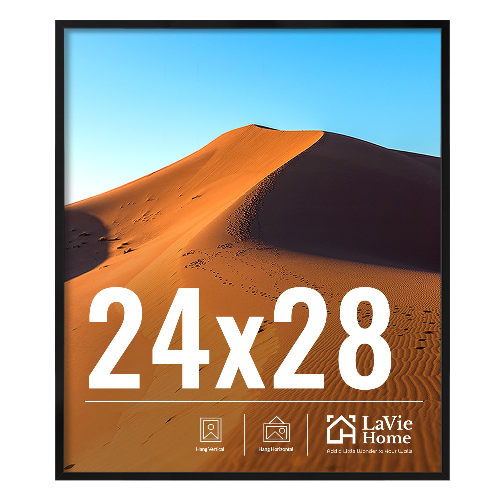 LaVie Home 11x14 Picture Frame for Wall Display, 11 x 14 Black Picture Frame with HD Plexiglas, 11 by 14 Poster Frame 1 Pack, Display Frame for Vertical or Horizontal, Classic Collection