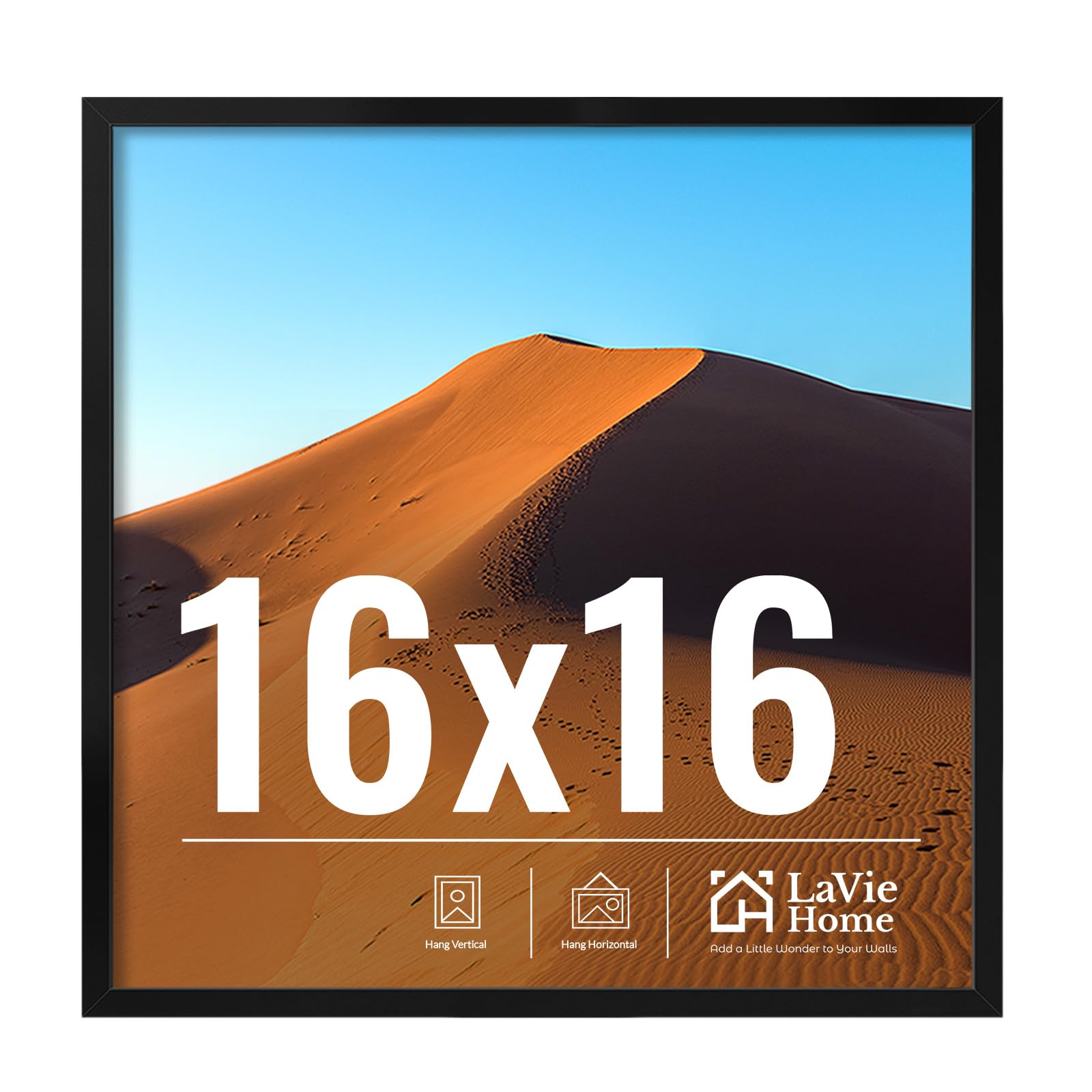 LaVie Home 11x14 Picture Frame for Wall Display, 11 x 14 Black Picture Frame with HD Plexiglas, 11 by 14 Poster Frame 1 Pack, Display Frame for Vertical or Horizontal, Classic Collection