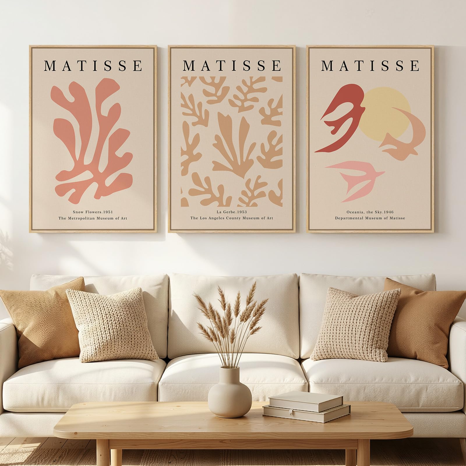 Framed Large William Morris Canvas Wall Art Set of 3, Vintage Nature Floral Artwork Prints, Boho Neutral Botanical Wall Decor for Living Room, Bedroom, Hallway and Office, Total Size 30x60
