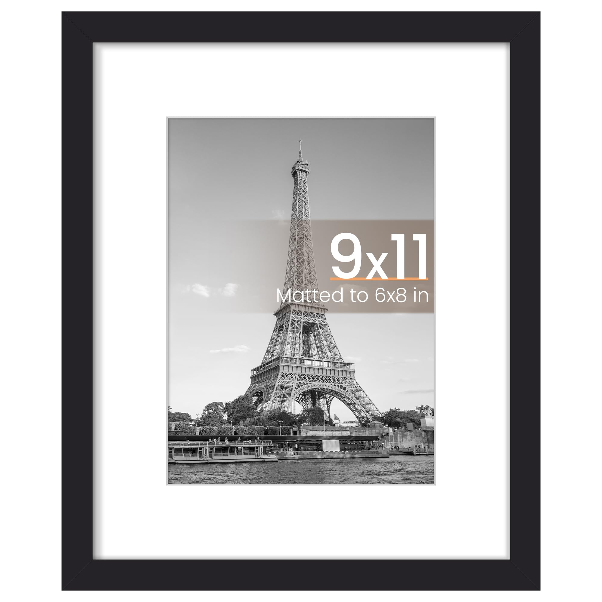 upsimples 12x16 Picture Frame, Display Pictures 8.5x11 with Mat or 12x16 Without Mat, Wall Hanging Photo Frame, Black, 1 Pack