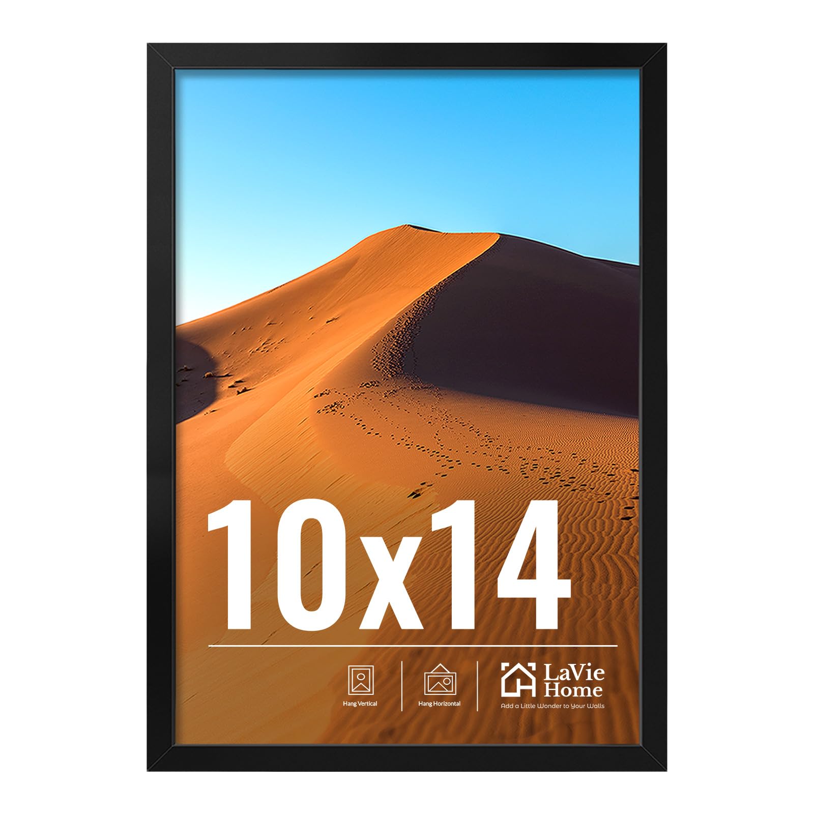 LaVie Home 11x14 Picture Frame for Wall Display, 11 x 14 Black Picture Frame with HD Plexiglas, 11 by 14 Poster Frame 1 Pack, Display Frame for Vertical or Horizontal, Classic Collection