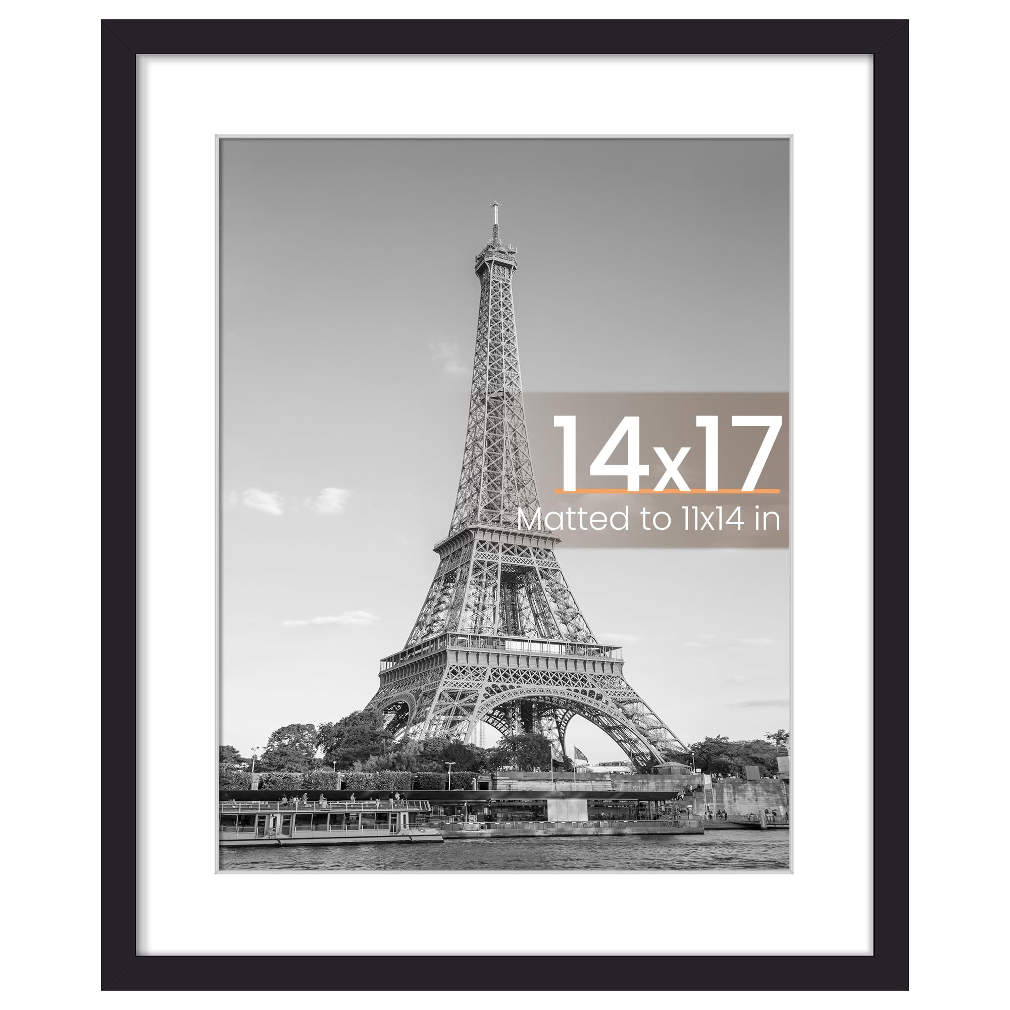 upsimples 11x17 Picture Frame, Display Pictures 9x15 with Mat or 11 x 17 Without, Wall Hanging Poster Frames, Black, 1 Pack