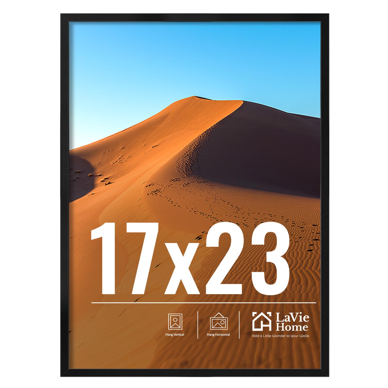 LaVie Home 11x14 Picture Frame for Wall Display, 11 x 14 Black Picture Frame with HD Plexiglas, 11 by 14 Poster Frame 1 Pack, Display Frame for Vertical or Horizontal, Classic Collection