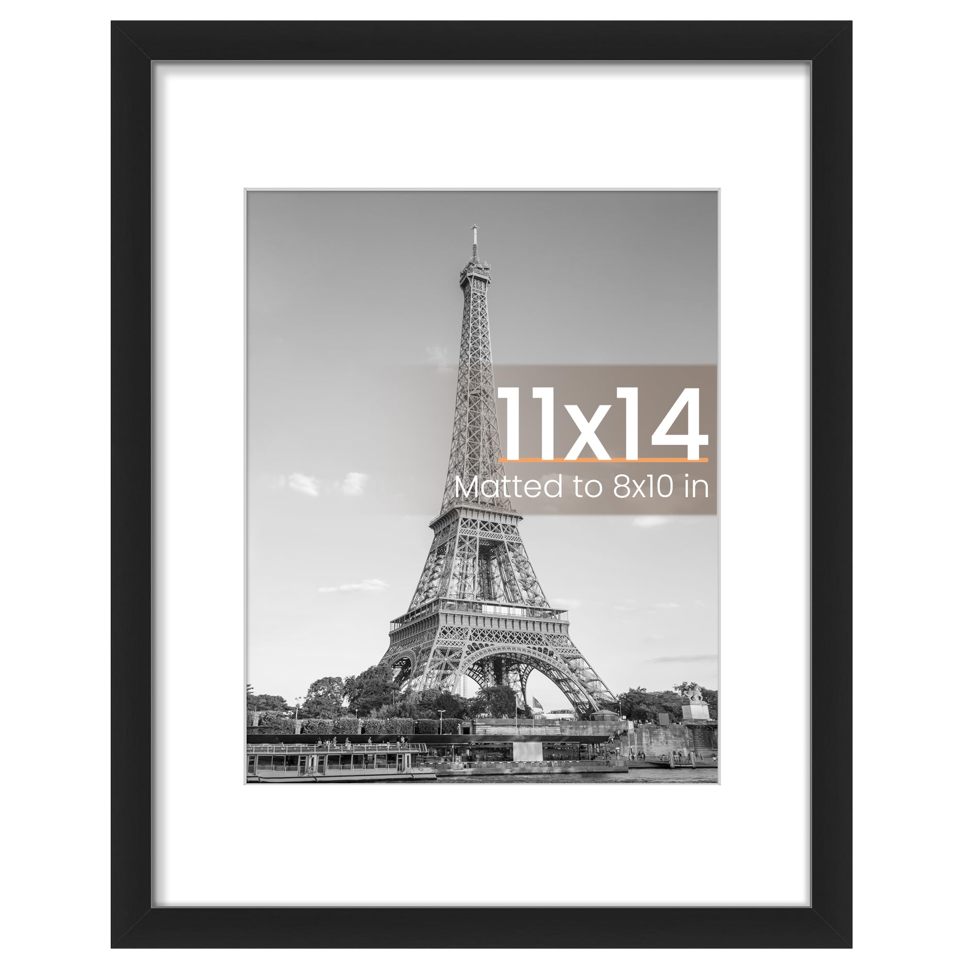 upsimples 8x10 Picture Frame, Display Pictures 5x7 with Mat or 8x10 Without Mat, Wall Hanging Photo Frame, Black, 1 Pack