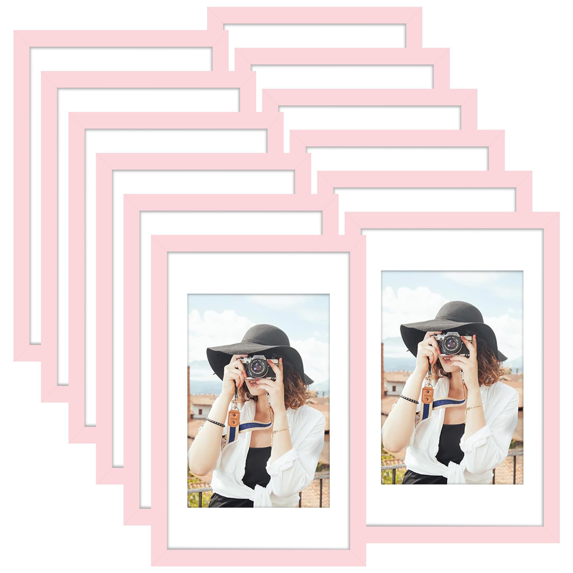 Picrit 8x10 Picture Frame Set of 12, Display 5x7 with Mat or 8x10 without Mat, Photo Frames for Wall Mounting or Table Top Display, Black