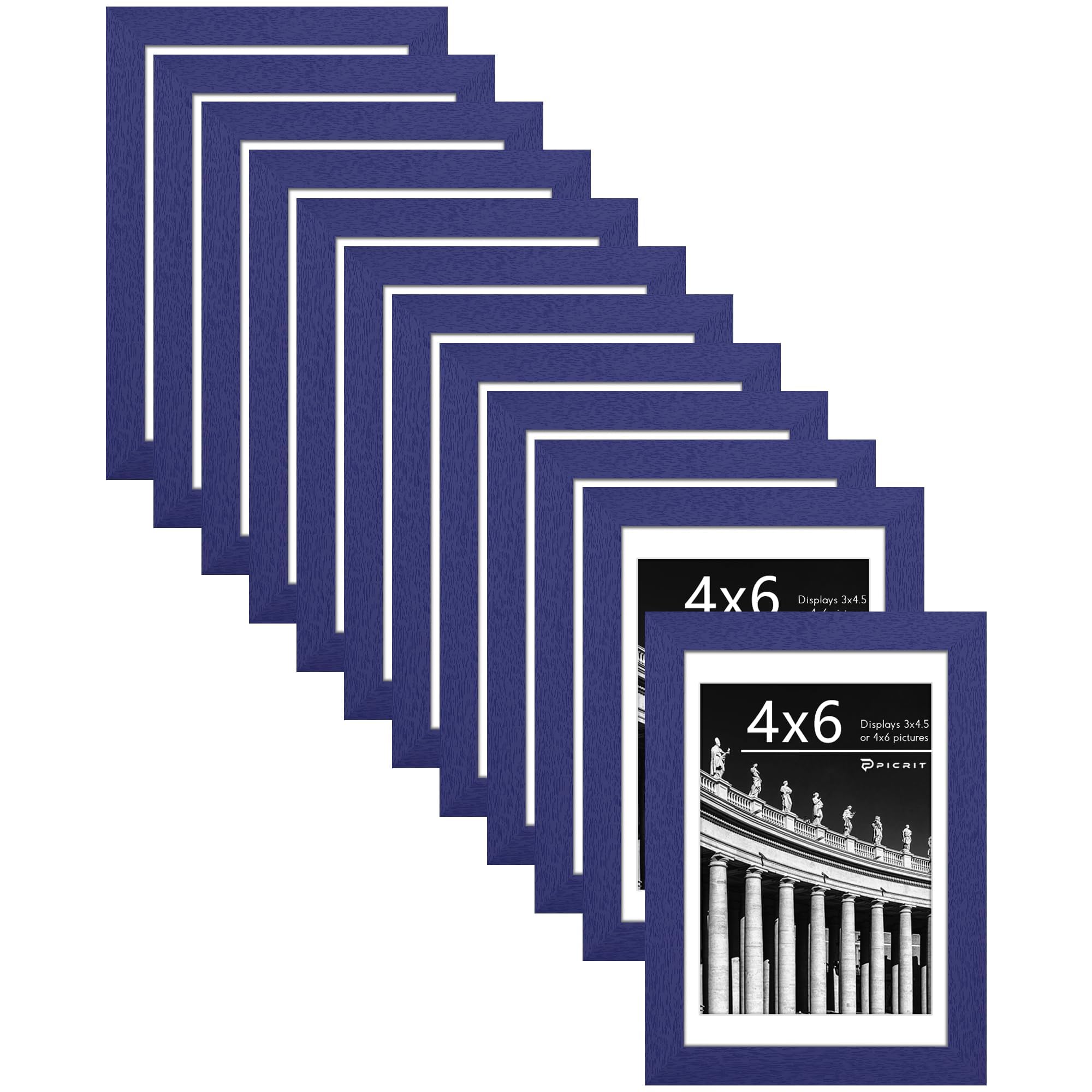 Picrit 8x10 Picture Frame Set of 12, Display 5x7 with Mat or 8x10 without Mat, Photo Frames for Wall Mounting or Table Top Display, Black