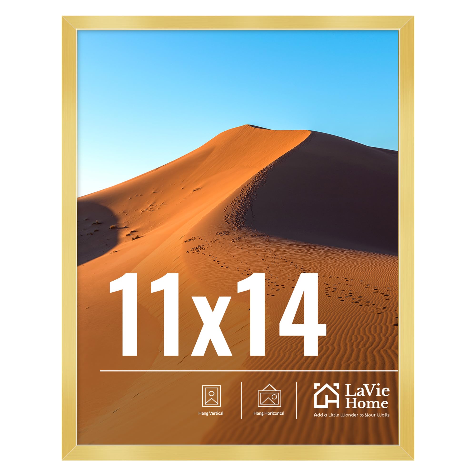 LaVie Home 11x14 Picture Frame for Wall Display, 11 x 14 Black Picture Frame with HD Plexiglas, 11 by 14 Poster Frame 1 Pack, Display Frame for Vertical or Horizontal, Classic Collection