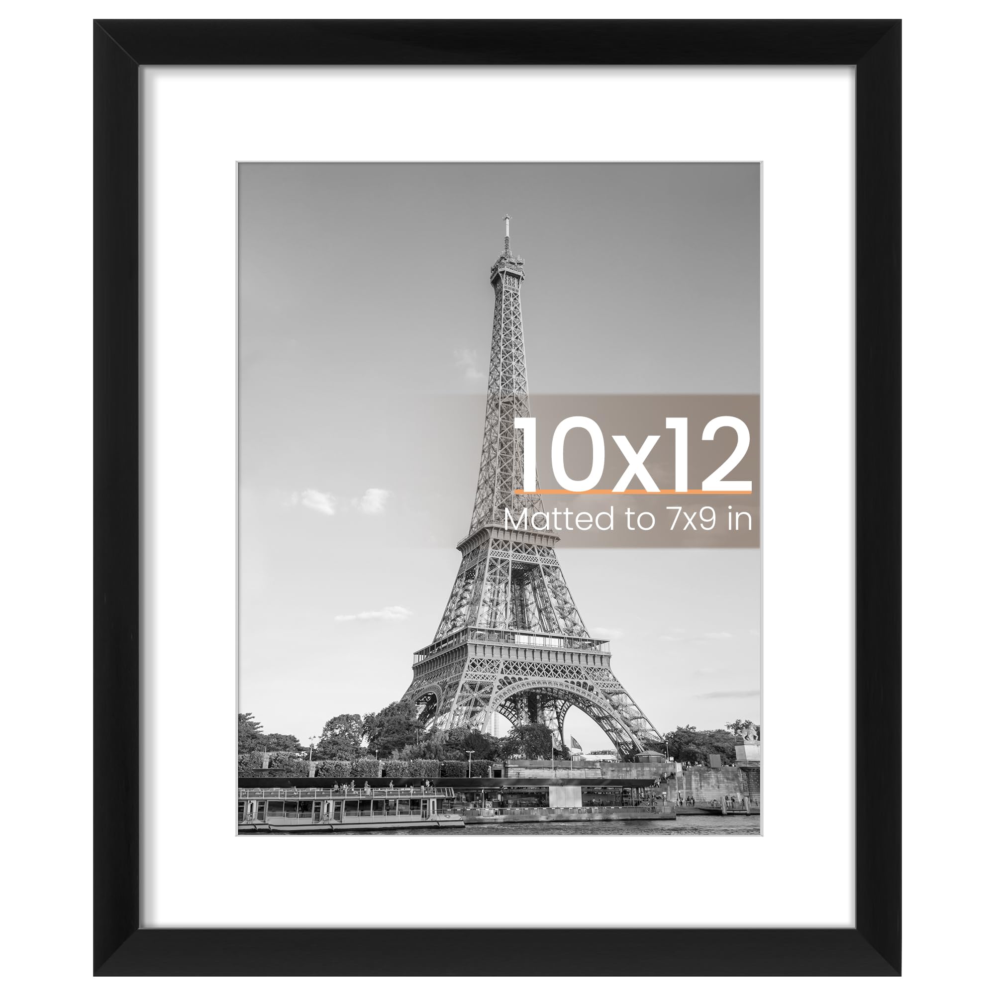 upsimples 12x16 Picture Frame, Display Pictures 8.5x11 with Mat or 12x16 Without Mat, Wall Hanging Photo Frame, Black, 1 Pack