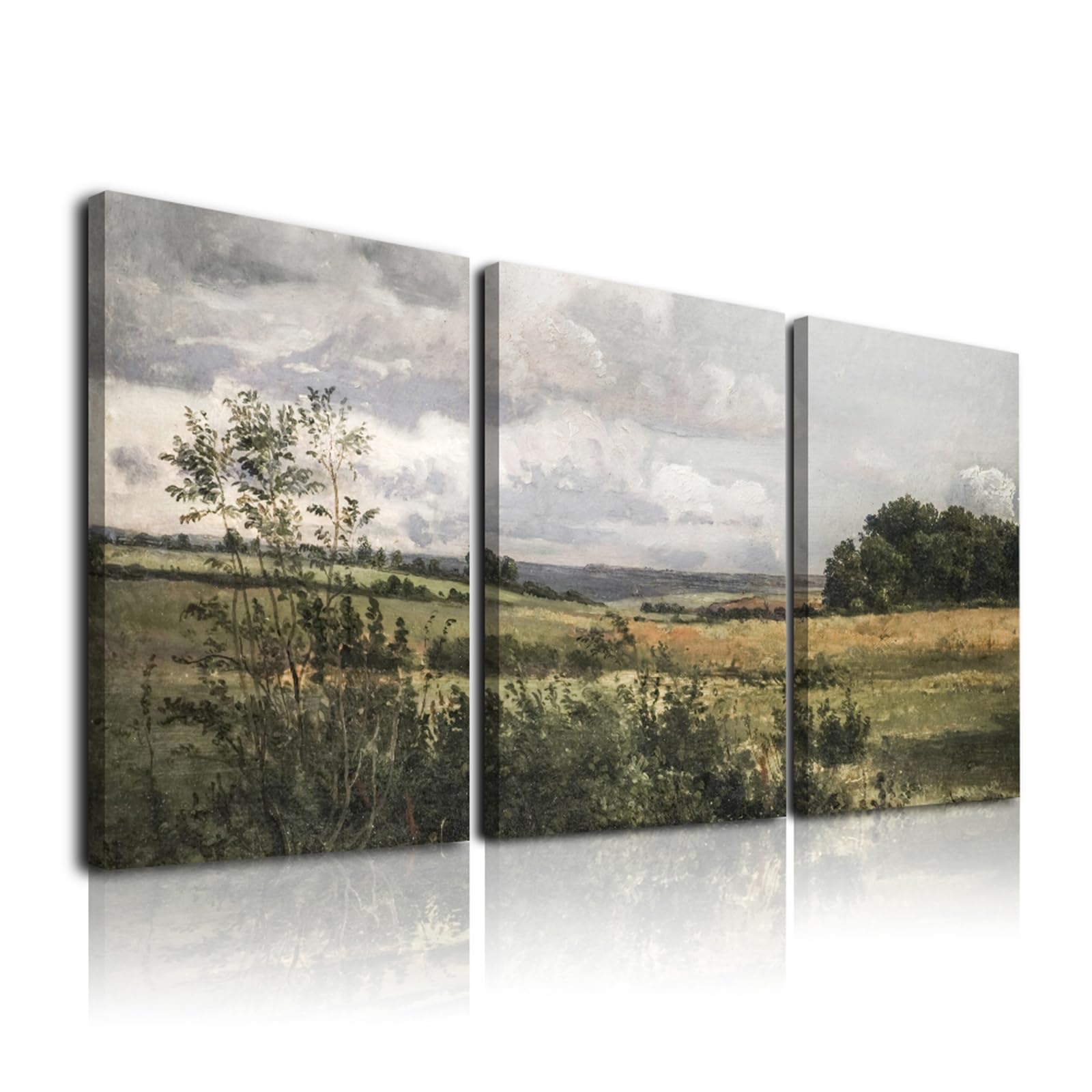 Sage Green Wall Art Set of 3,Abstract Green Wall Decor Living Room,Minimalist Modern Framed Wall Art Marble Line Beige Gold Green Canvas Artwork Paintings,Boho Room Decor,Bedroom Bathroom Office Artwork,12"x16"