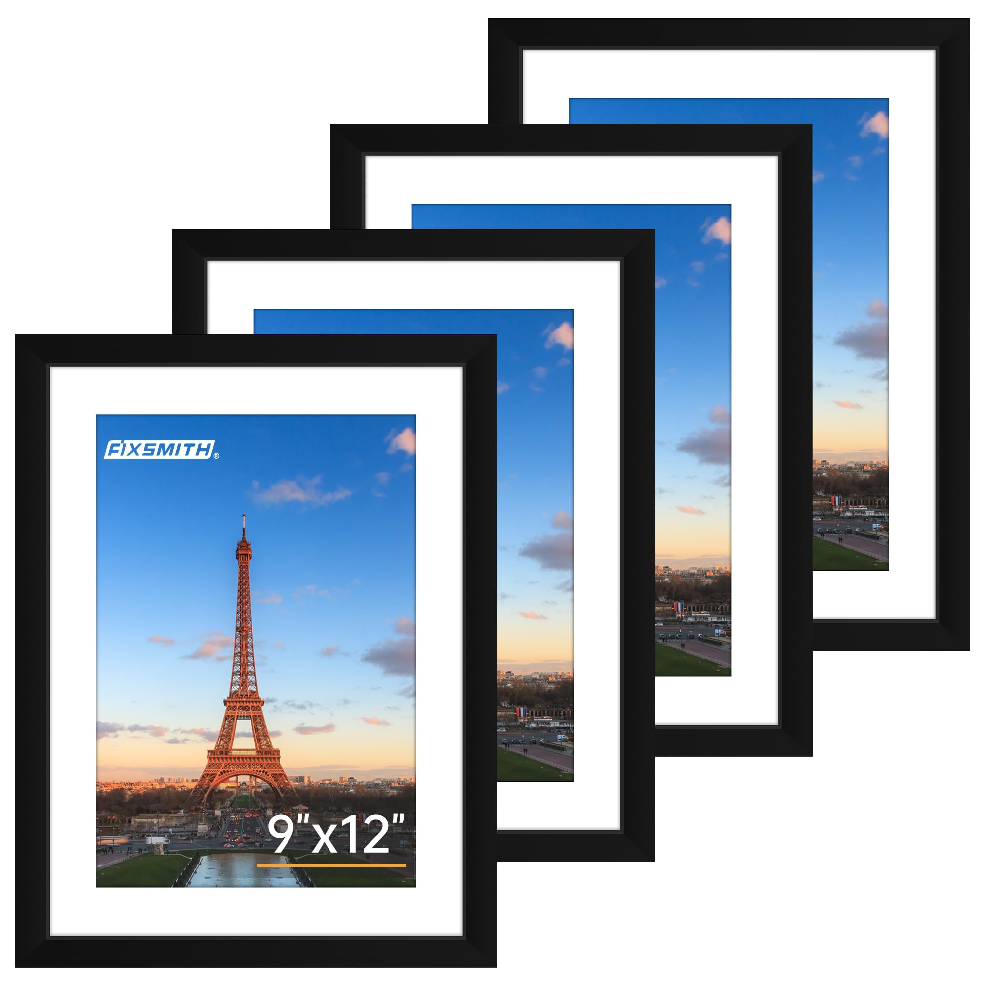 FIXSMITH 5x7 Picture Frame Set of 10, Photo Frame Bulk with HD Plexiglass, Display Pictures 4x6 with Mat or 5x7 Without Mat Multi Picture Frames Collage for Tabletop or Wall Display, Black