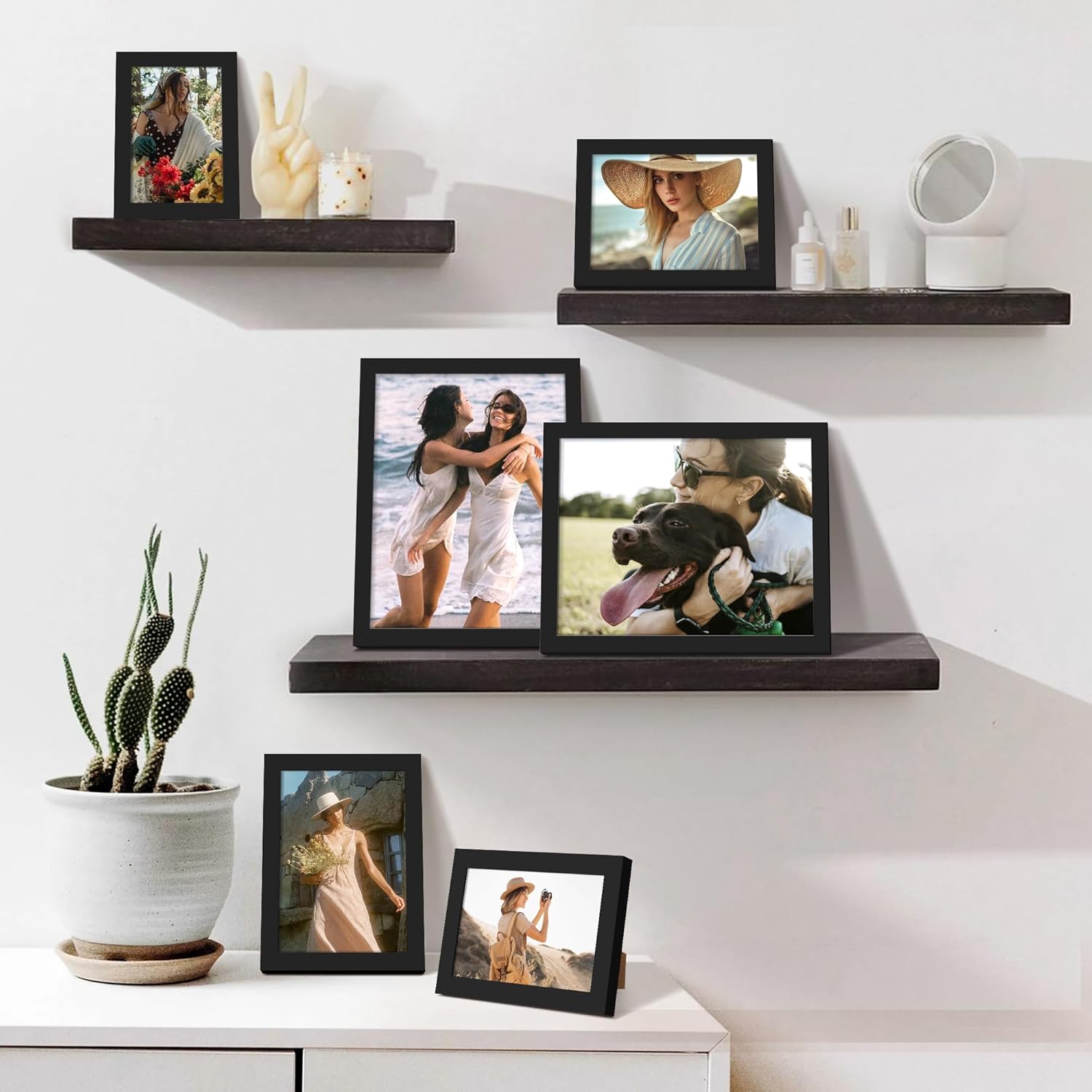 upsimples 10 Pack Picture Frames Collage Wall Decor for Mounting or Tabletop Display, Photo Gallery Frame Set for Family, Multi Sizes Including 8x10, 5x7, 4x6, Black