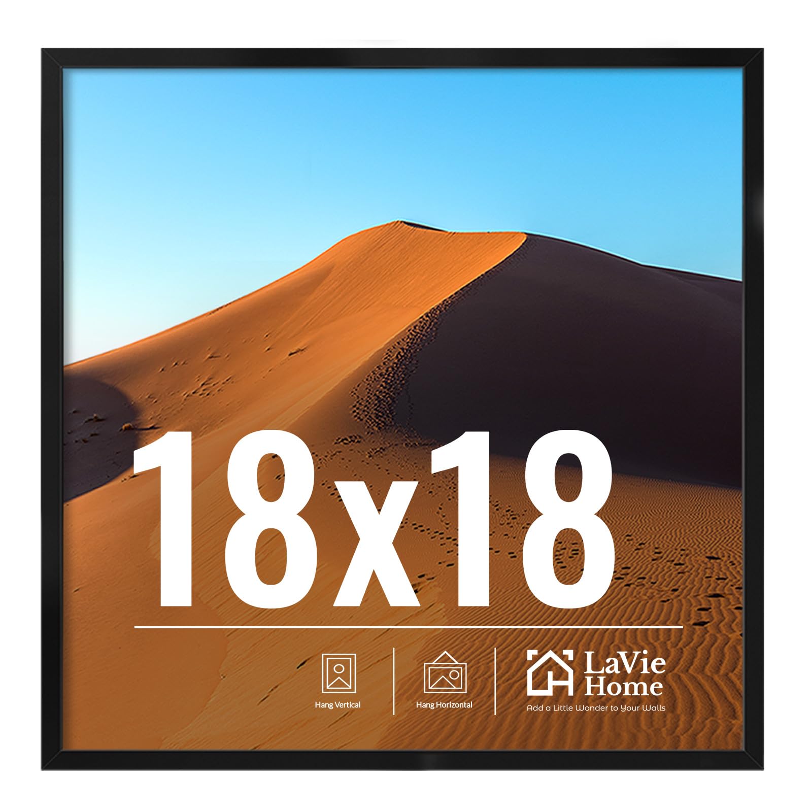 LaVie Home 11x14 Picture Frame for Wall Display, 11 x 14 Black Picture Frame with HD Plexiglas, 11 by 14 Poster Frame 1 Pack, Display Frame for Vertical or Horizontal, Classic Collection