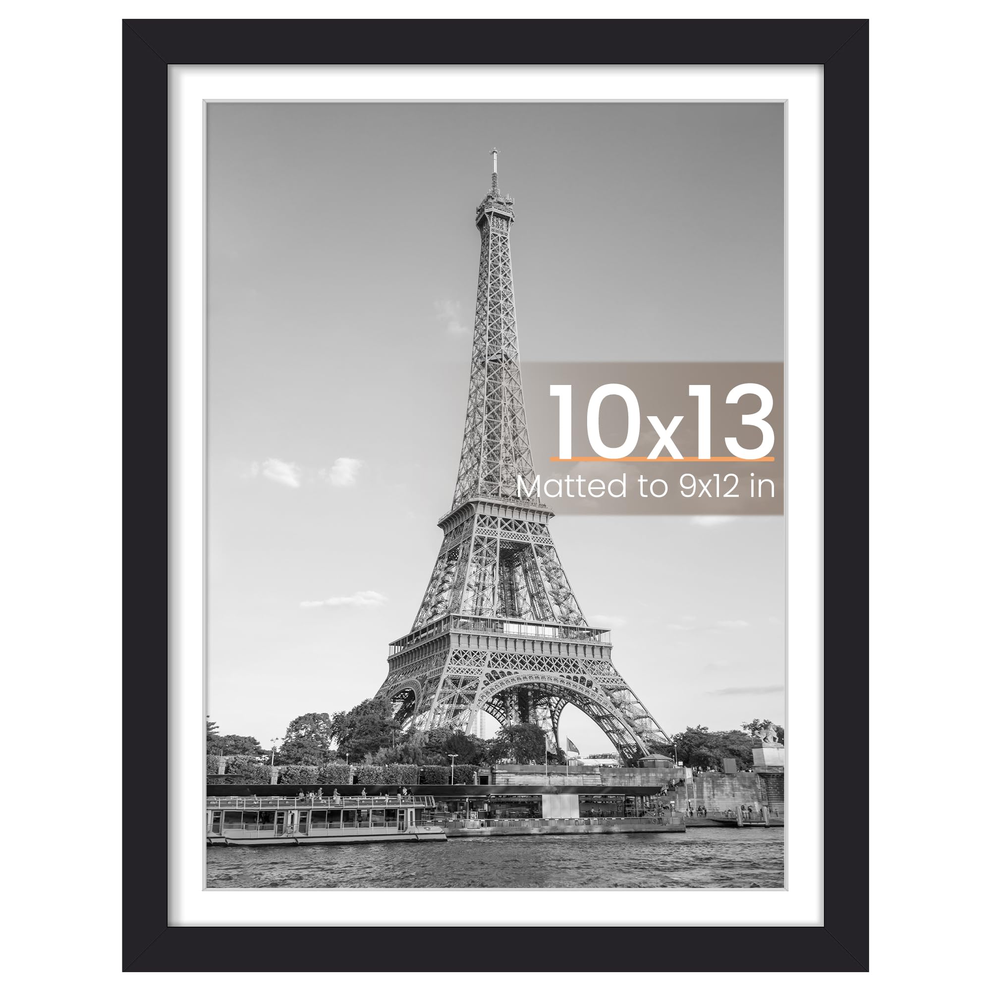 upsimples 8x10 Picture Frame, Display Pictures 5x7 with Mat or 8x10 Without Mat, Wall Hanging Photo Frame, Black, 1 Pack