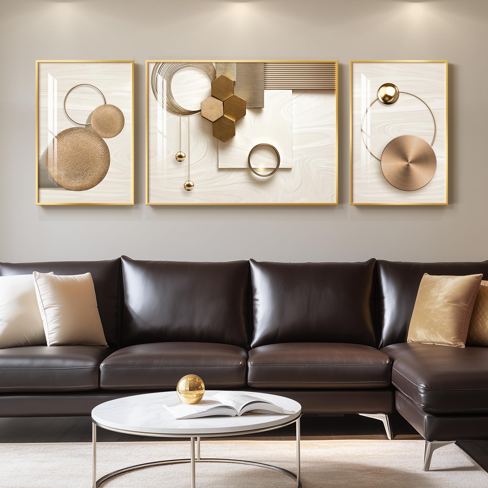 Large Framed Modern Abstract Wall Art for Living Room, Minimalist Bright Style Prints Wall Paintings Artwork for Walls, Silver Gray Contemporary Luxury Pictures for Hallway, Office Wall Decor 24x36 In