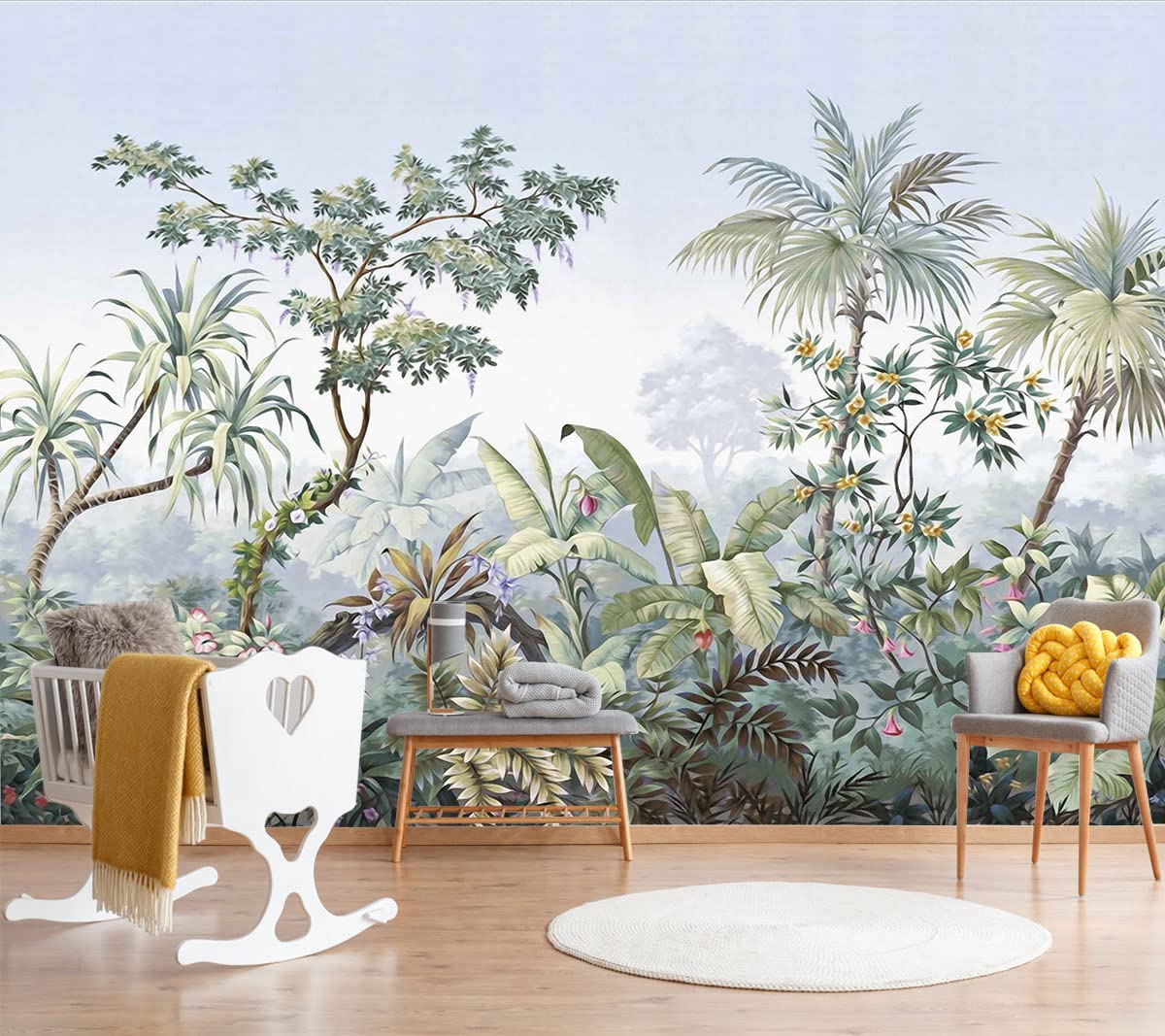 Reyhui Sunshine Forest Mural Wallpaper Landscape Tree Wallpaper Large Nature Scenery Wall Mural for Living Room (not self-Adhesive)