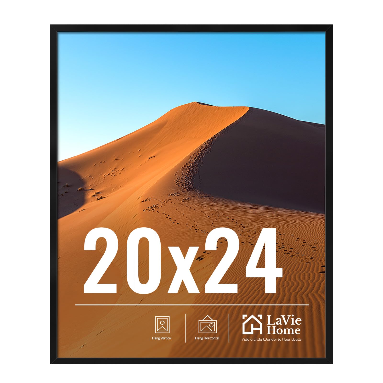 LaVie Home 11x14 Picture Frame for Wall Display, 11 x 14 Black Picture Frame with HD Plexiglas, 11 by 14 Poster Frame 1 Pack, Display Frame for Vertical or Horizontal, Classic Collection
