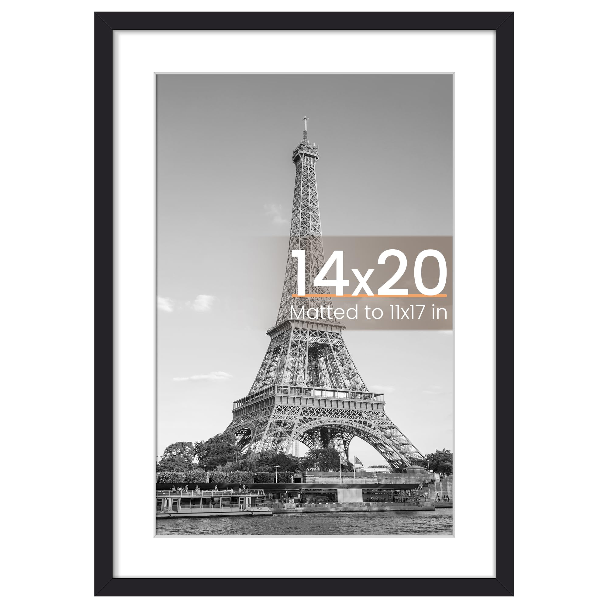 upsimples 12x16 Picture Frame, Display Pictures 8.5x11 with Mat or 12x16 Without Mat, Wall Hanging Photo Frame, Black, 1 Pack