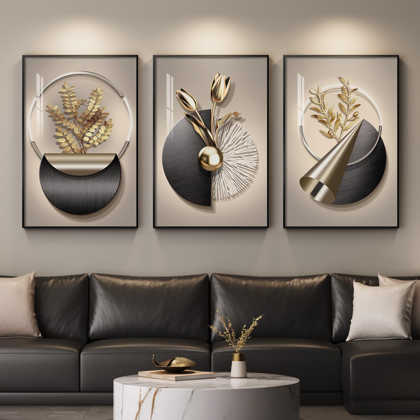 Large Framed Modern Abstract Wall Art for Living Room, Minimalist Bright Style Prints Wall Paintings Artwork for Walls, Silver Gray Contemporary Luxury Pictures for Hallway, Office Wall Decor 24x36 In