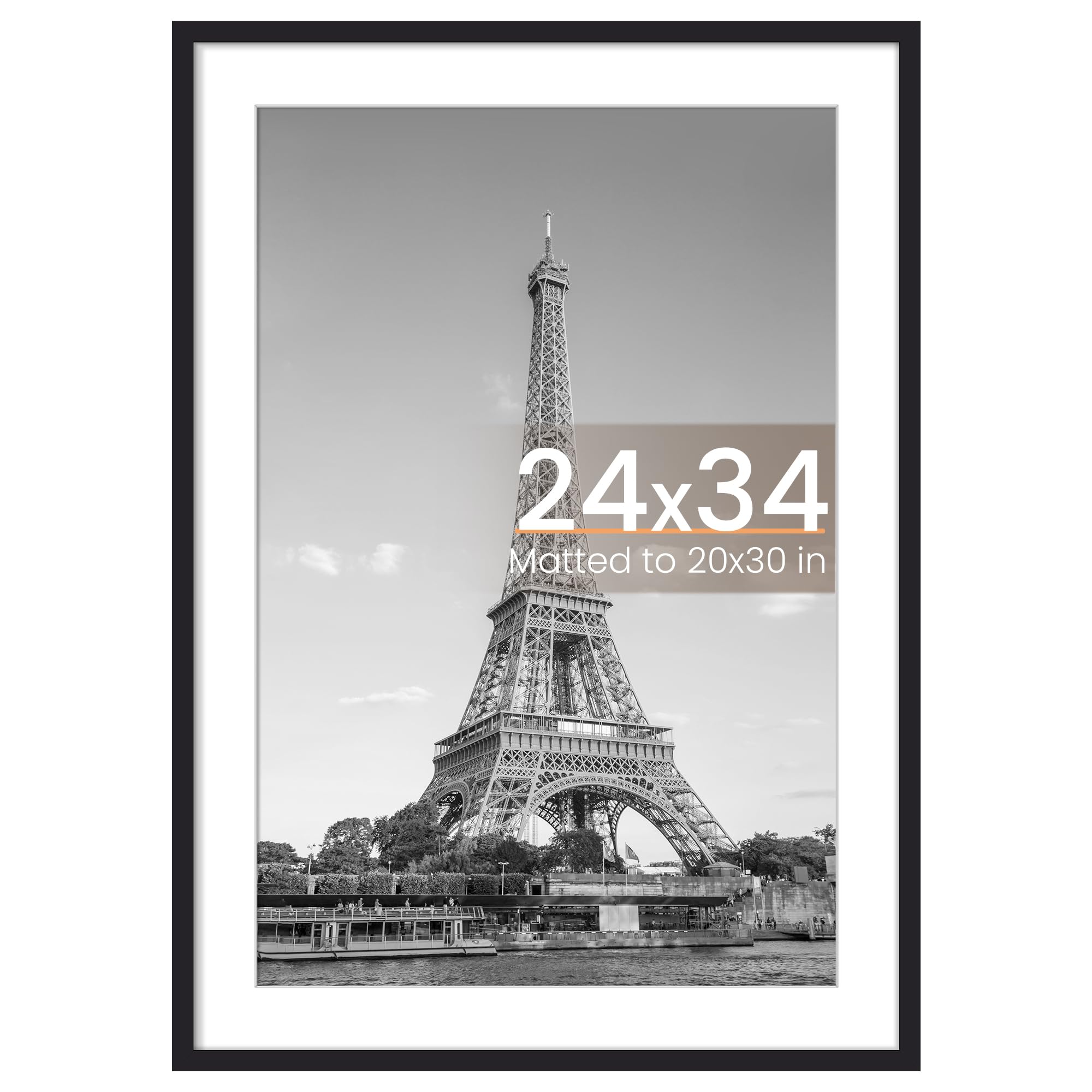 upsimples 12x16 Picture Frame, Display Pictures 8.5x11 with Mat or 12x16 Without Mat, Wall Hanging Photo Frame, Black, 1 Pack