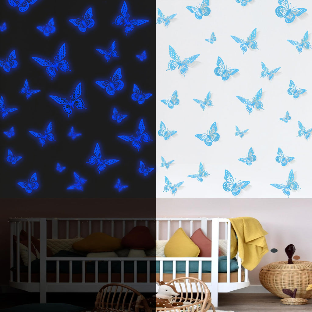SAOROPEB 3D Butterfly Wall Decor - 48 Pcs, 4 Styles, 3 Sizes, Gold Butterfly Decorations for Birthday & Party Celebrations, Removable Stickers