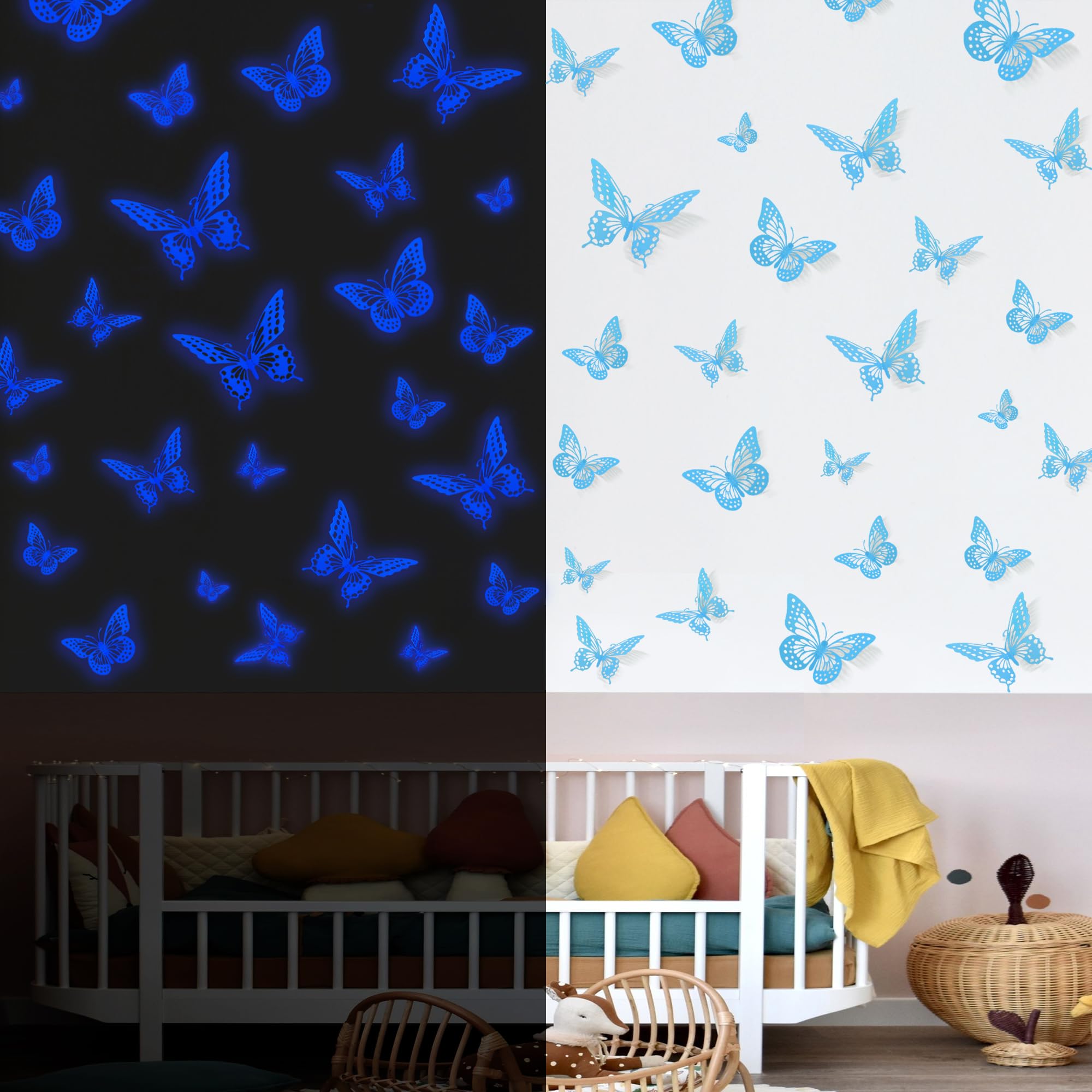 SAOROPEB 3D Butterfly Wall Decor - 48 Pcs, 4 Styles, 3 Sizes, Gold Butterfly Decorations for Birthday & Party Celebrations, Removable Stickers