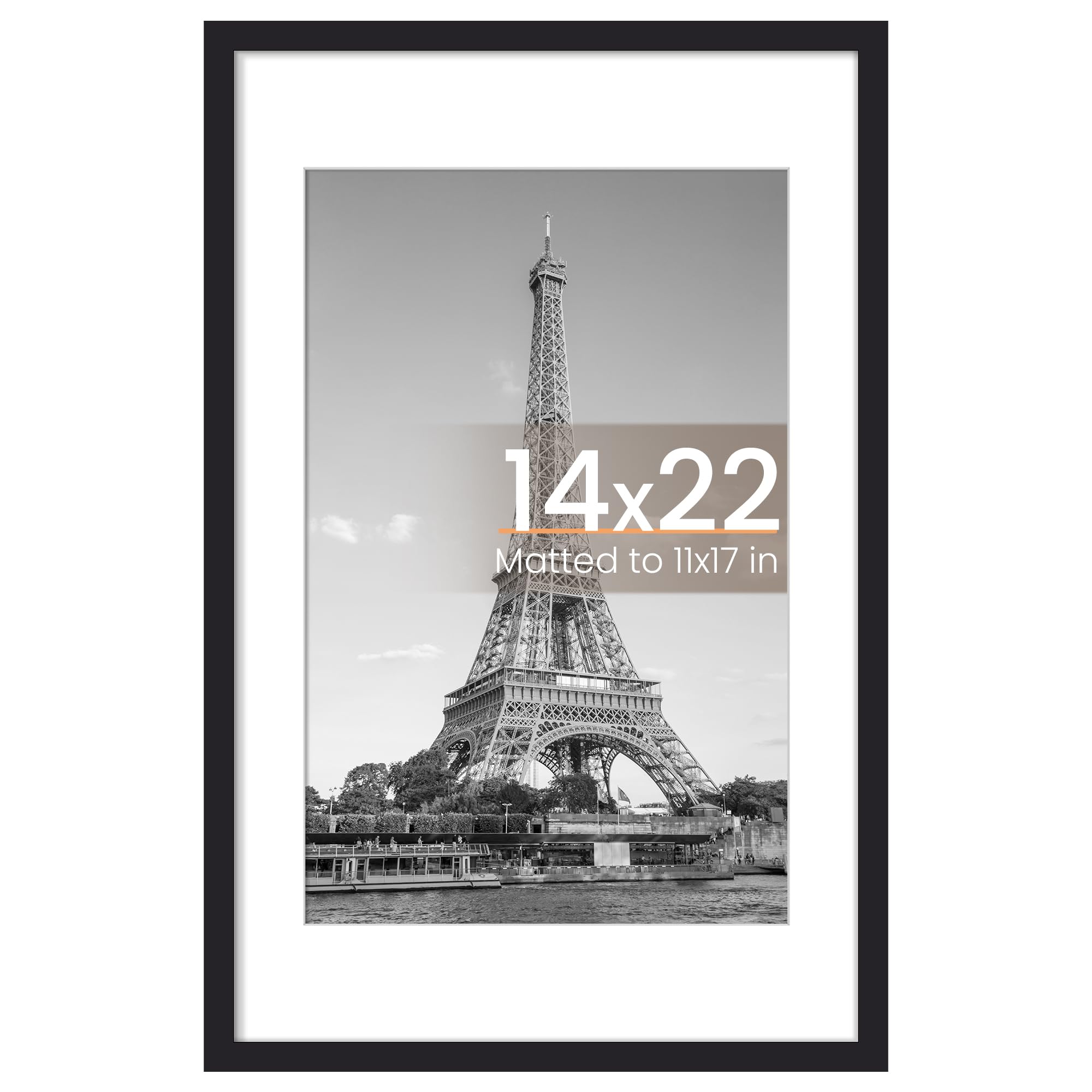 upsimples 12x16 Picture Frame, Display Pictures 8.5x11 with Mat or 12x16 Without Mat, Wall Hanging Photo Frame, Black, 1 Pack