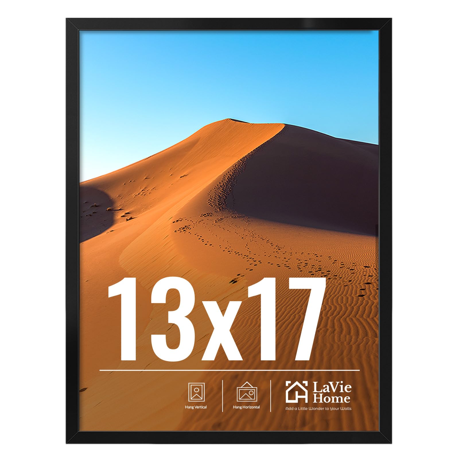 LaVie Home 11x14 Picture Frame for Wall Display, 11 x 14 Black Picture Frame with HD Plexiglas, 11 by 14 Poster Frame 1 Pack, Display Frame for Vertical or Horizontal, Classic Collection